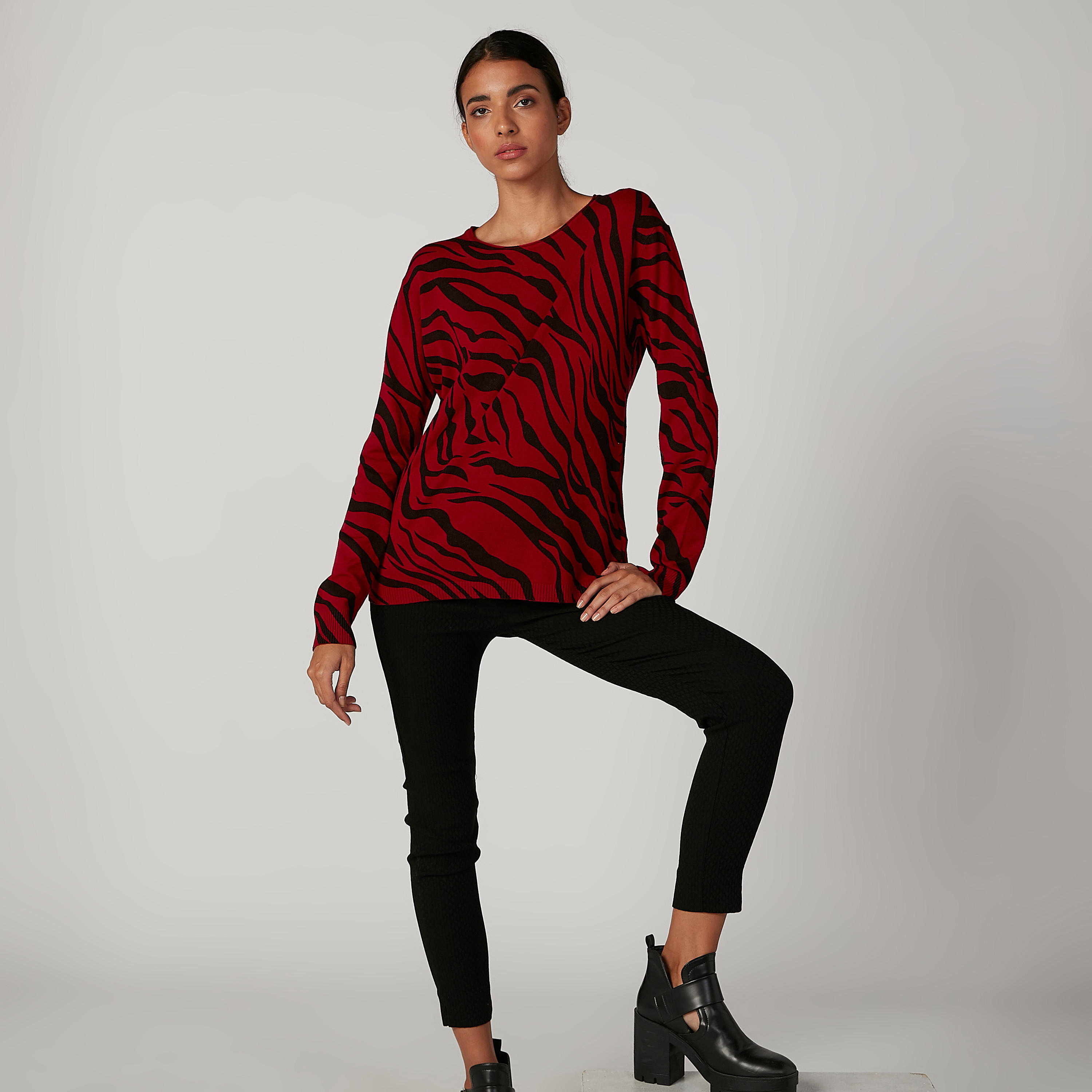 كنزة بياقة قارب وأكمام طويلة وطبعات حيوانات-women-clothing-cardigansandjumpers-jumpers-image-2