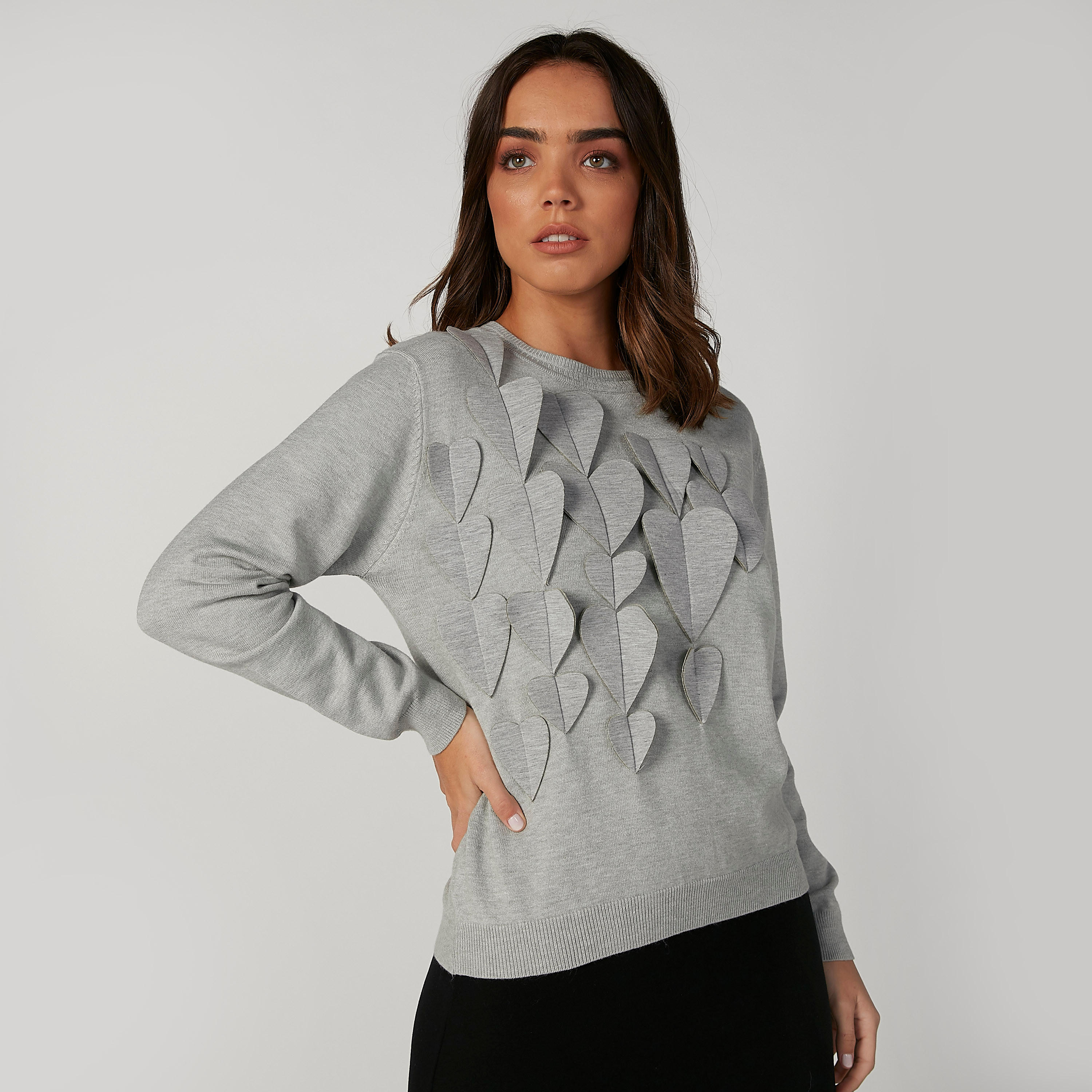 كنزة بياقة مستديرة وأكمام طويلة وتزيينات-women-clothing-cardigansandjumpers-jumpers-image-1