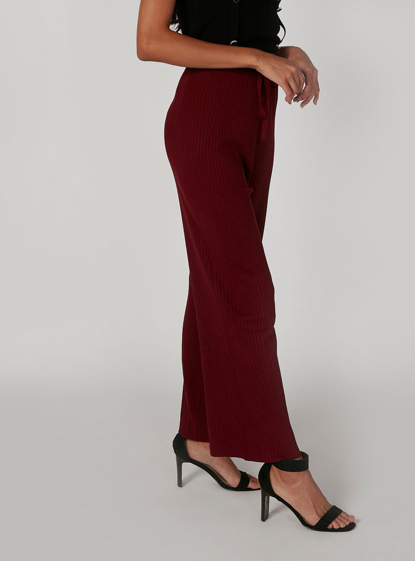 بنطلون بالازو بارز الملمس بقصّة واسعة وخصر مطّاطي مرن-women-clothing-bottoms-trousers-image-4