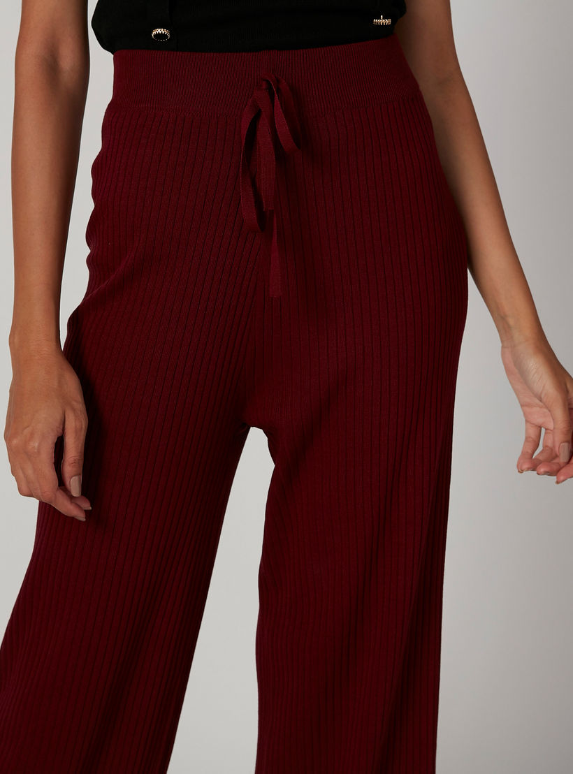 بنطلون بالازو بارز الملمس بقصّة واسعة وخصر مطّاطي مرن-women-clothing-bottoms-trousers-image-5