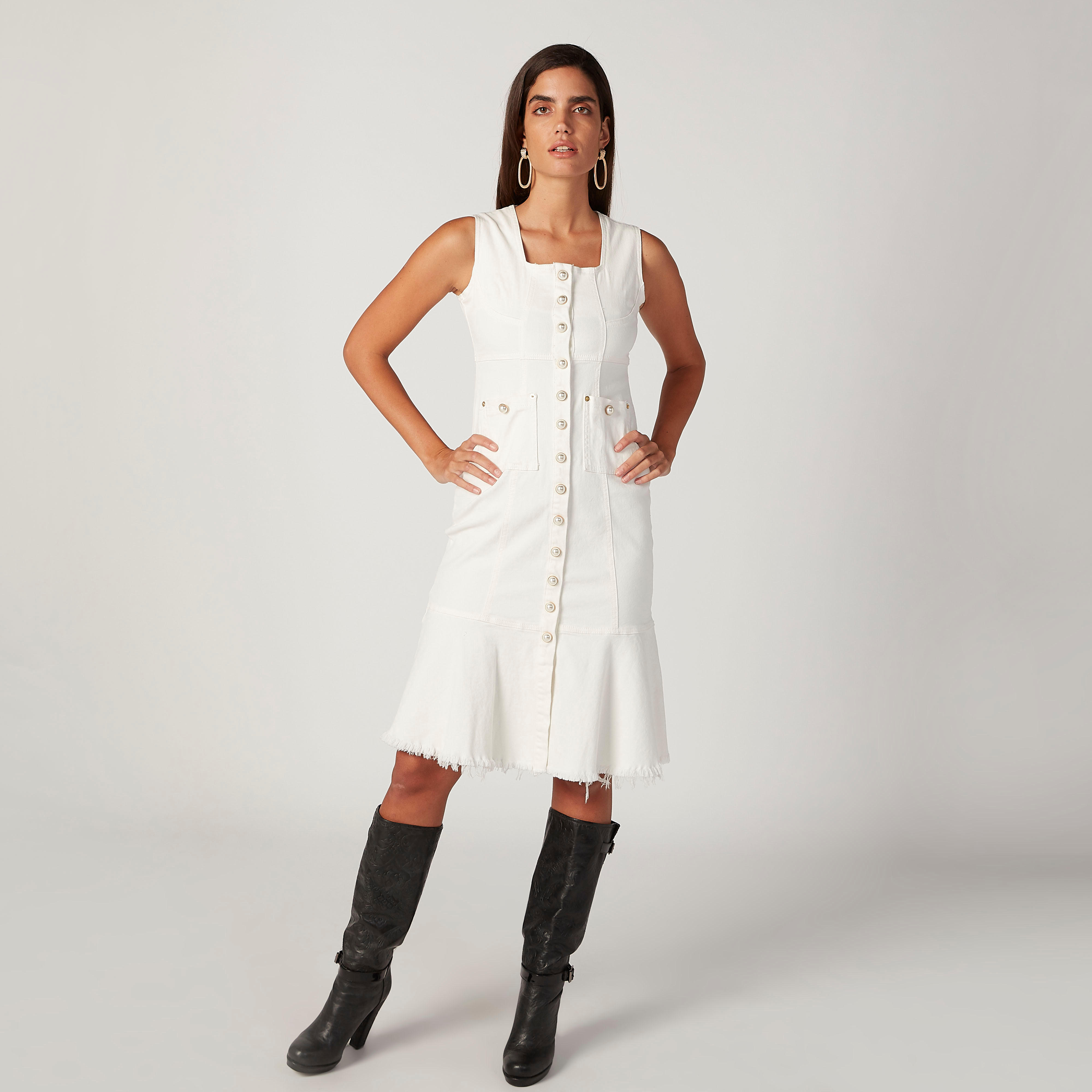 فستان ميدي واسع بجيوب وتفاصيل لؤلؤ-women-clothing-dresses-image-1