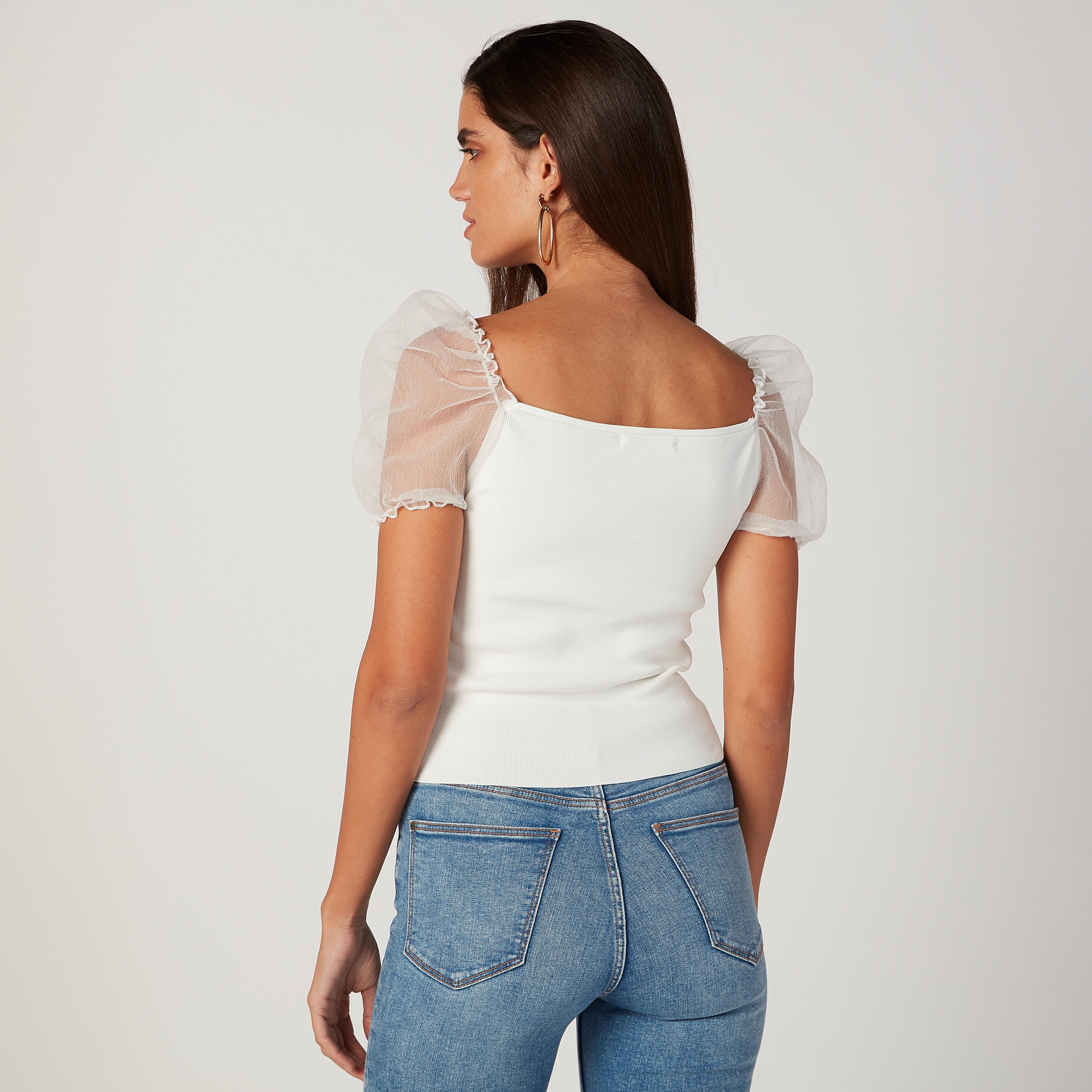بلوزة سكيني بارزة الملمس بياقة قارب وأكمام قصيرة-women-clothing-shirtsandblouses-blouses-image-4