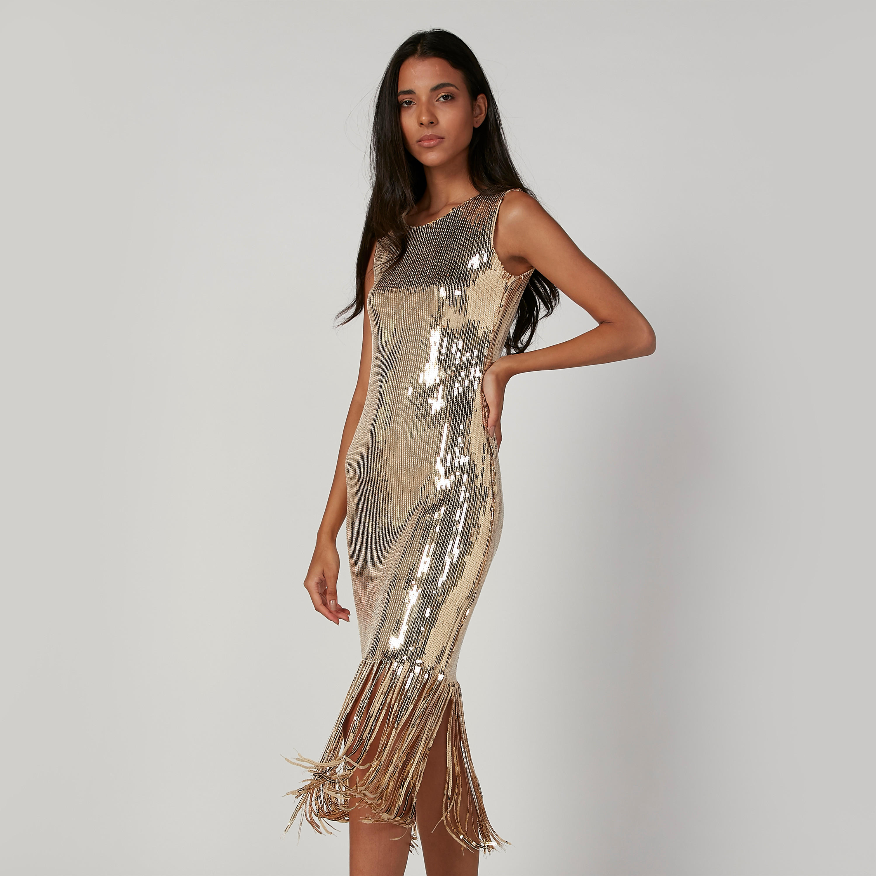 فستان ميدي مزيّن دون أكمام بياقة مستديرة وشراشيب-women-clothing-dresses-image-3