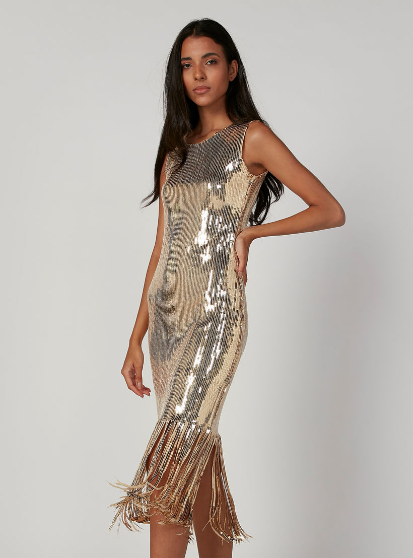 فستان ميدي مزيّن دون أكمام بياقة مستديرة وشراشيب-women-clothing-dresses-image-3