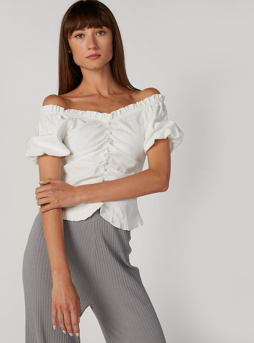 بلوزة سكيني سادة بياقة طوق وأكمام قصيرة-women-clothing-shirtsandblouses-blouses-image-3
