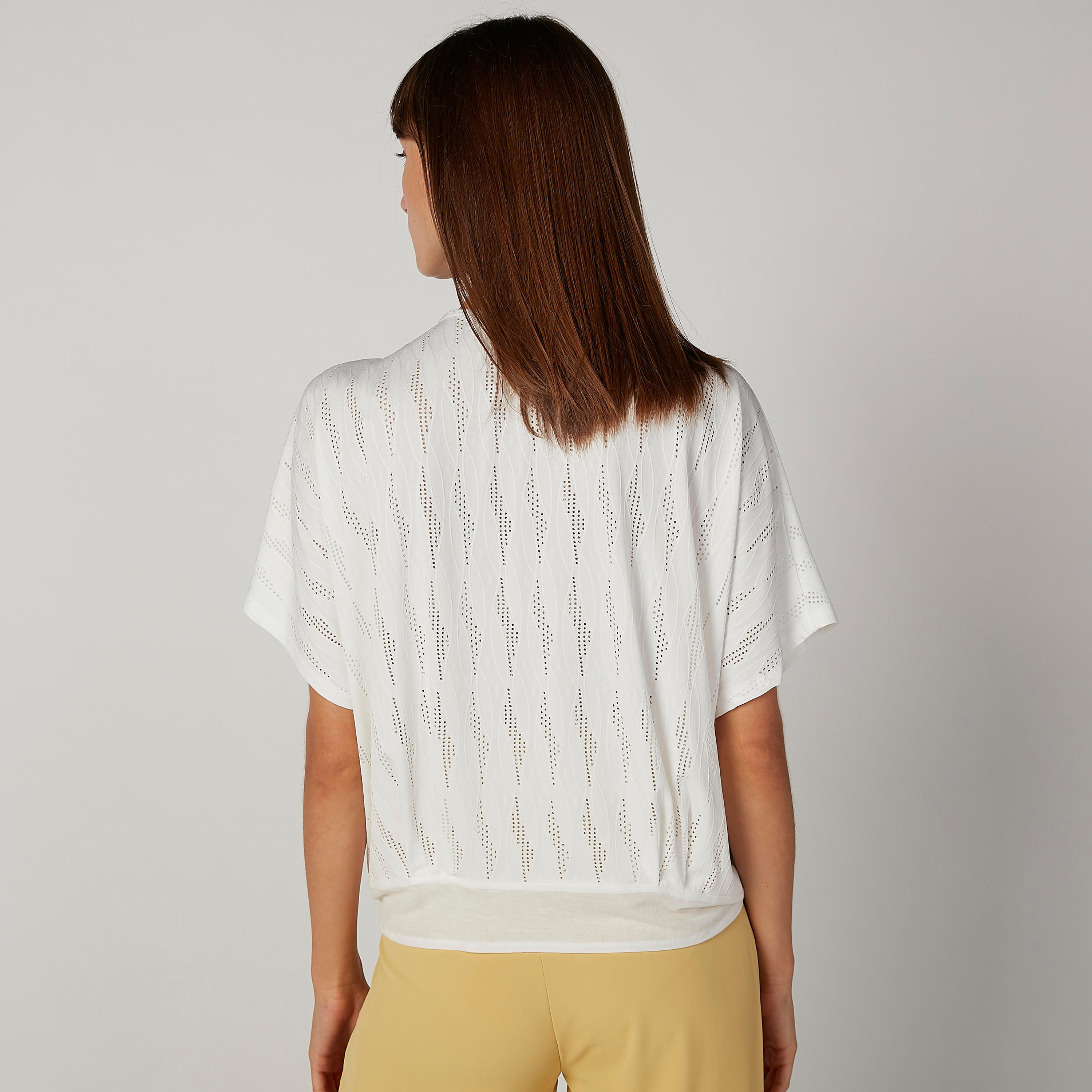 بلوزة بارزة الملمس بياقة V وأربطة-women-clothing-shirtsandblouses-blouses-image-2