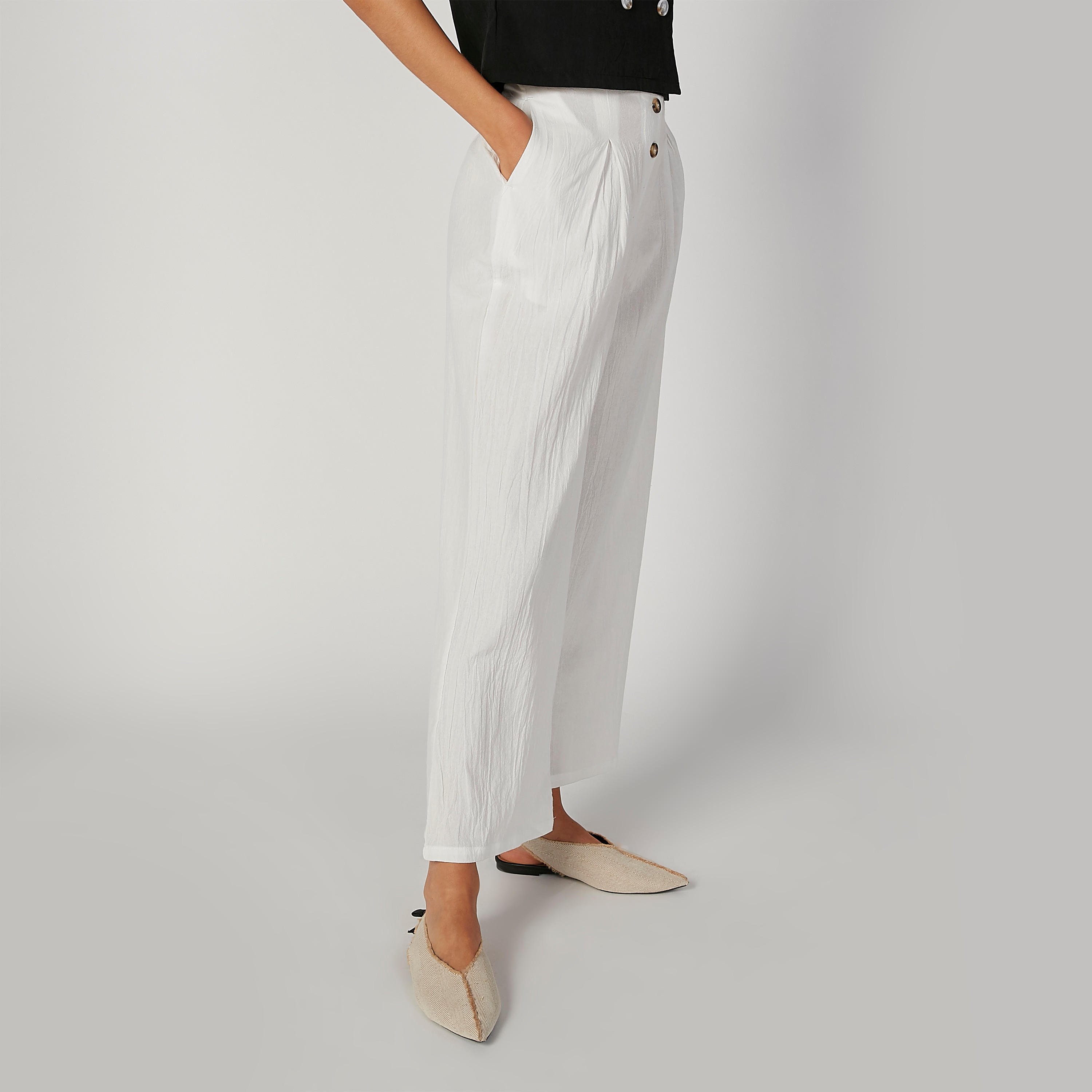 Full Length Textured Mid Waist Pants with Pocket Detail-women-clothing-bottoms-trousers-image-4