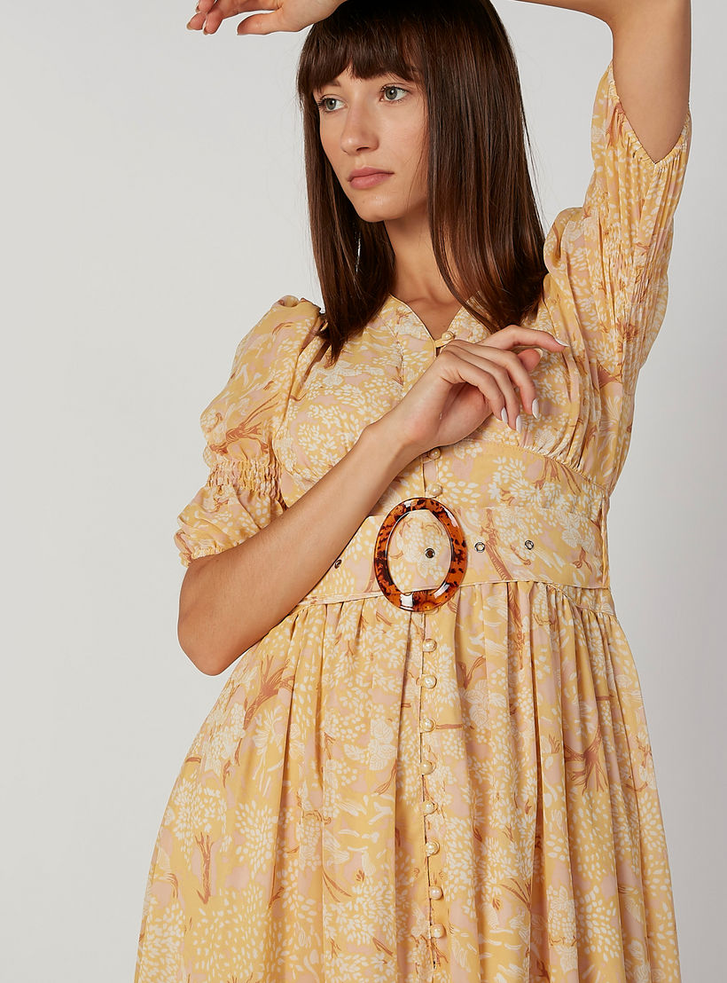 فستان ميدي بياقة V وأكمام قصيرة وطبعات زهرية-women-clothing-dresses-image-5