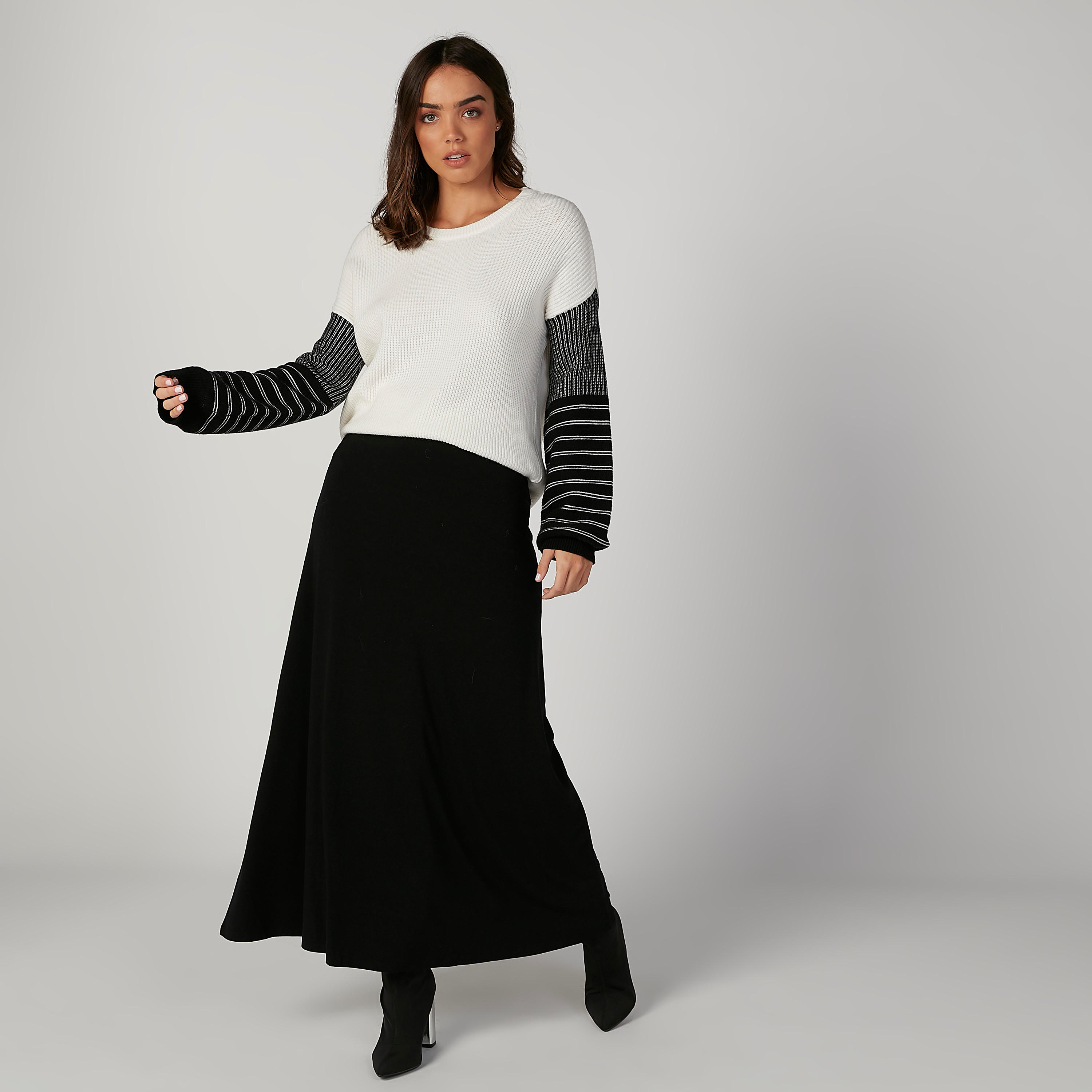 كنزة بارزة الملمس بياقة مستديرة وأكمام طويلة-women-clothing-cardigansandjumpers-jumpers-image-2