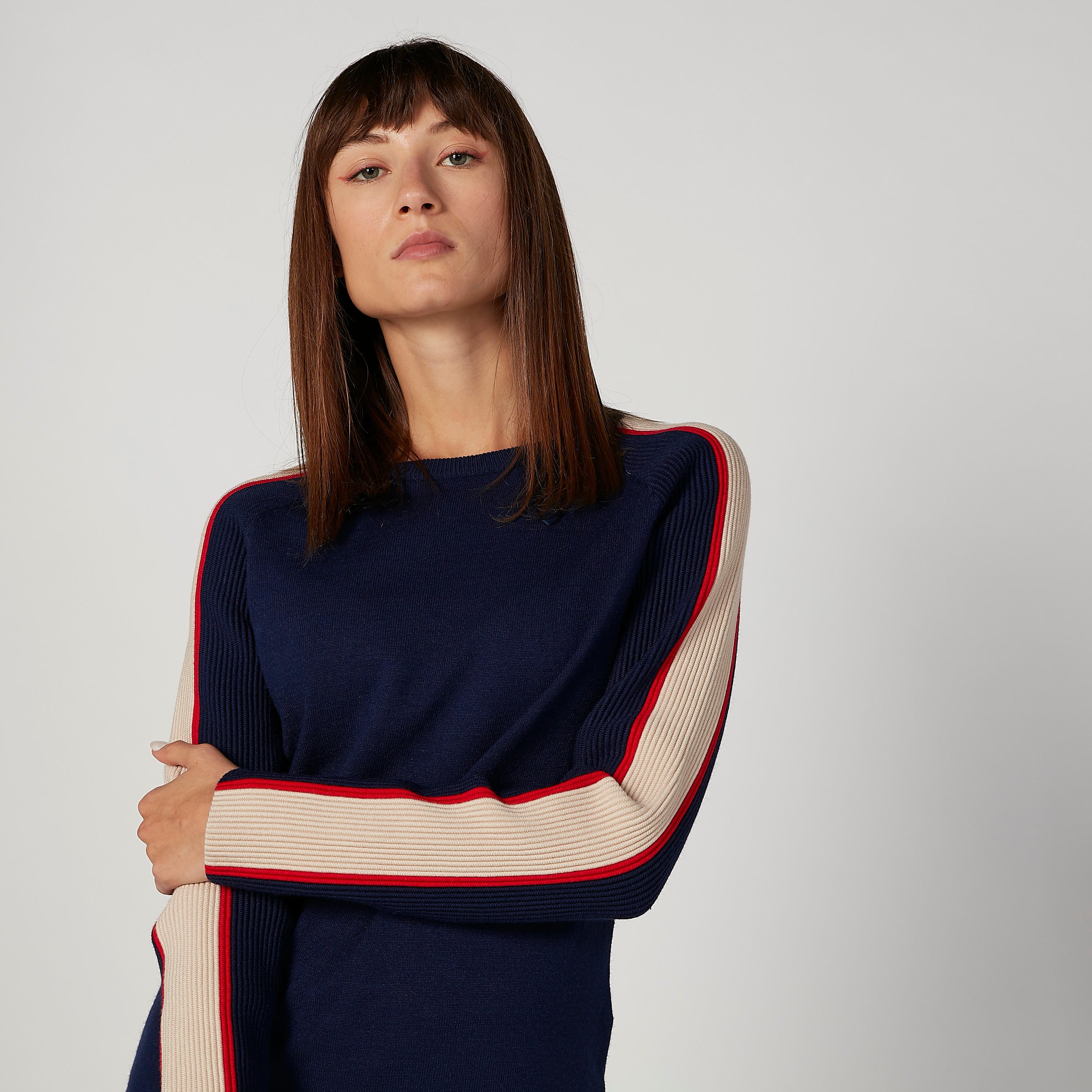 Textured Sweater with Round Neck and Long Sleeves-women-clothing-cardigansandjumpers-jumpers-image-5