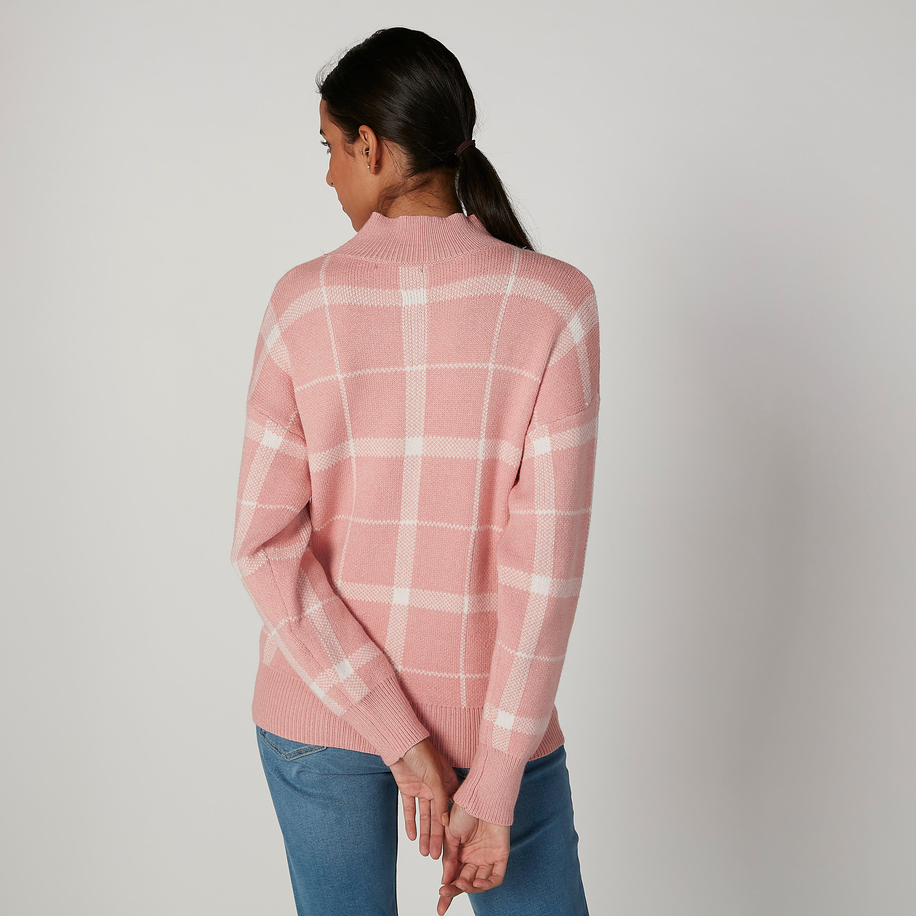 سويتر كاروهات بياقة عالية وأكمام طويلة-women-clothing-cardigansandjumpers-jumpers-image-2