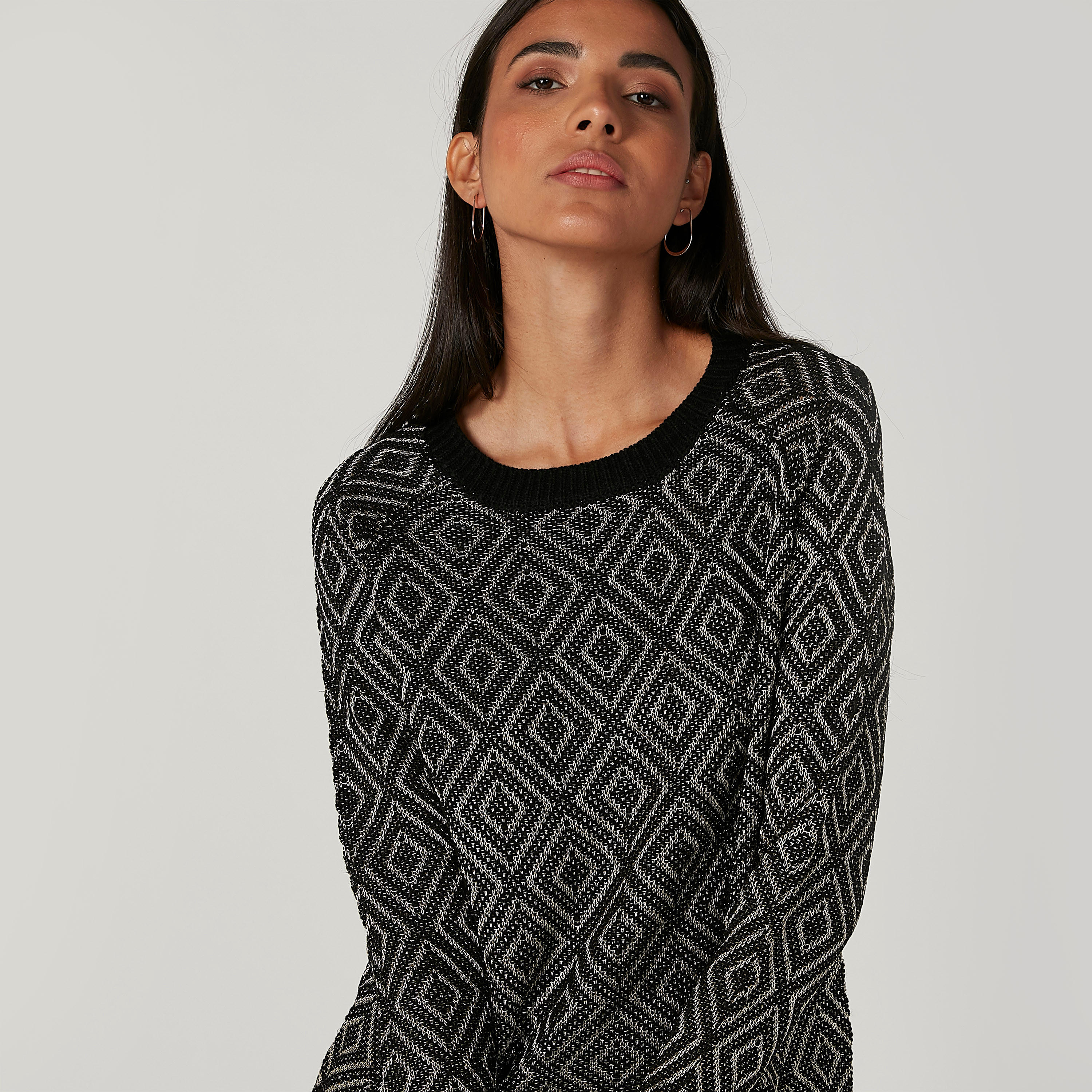 كنزة بارزة الملمس بأكمام مغايرة وياقة مستديرة-women-clothing-cardigansandjumpers-jumpers-image-6