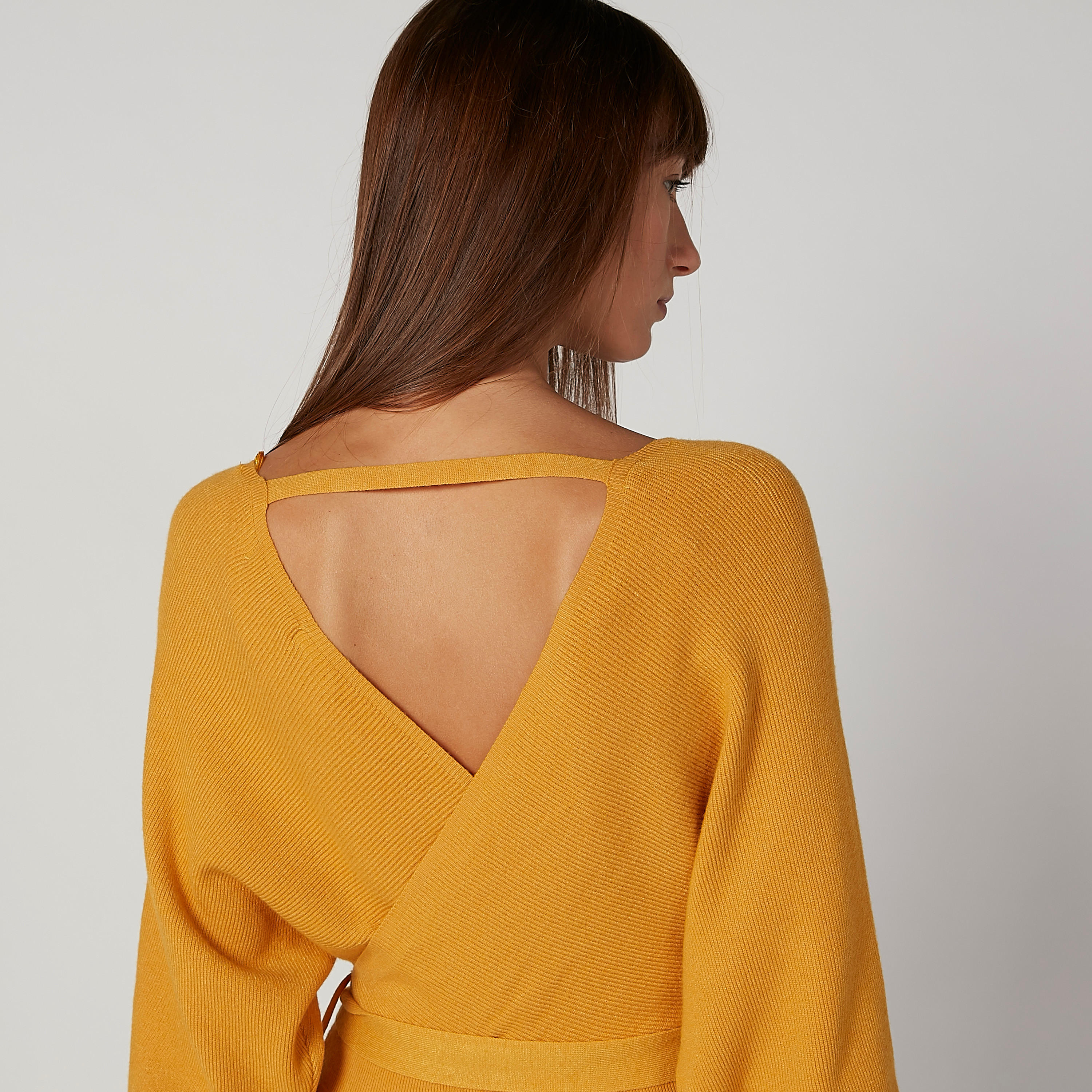 فستان ميدي بارز الملمس بقصّة ضيقة وأكمام طويلة وأربطة-women-clothing-dresses-image-5