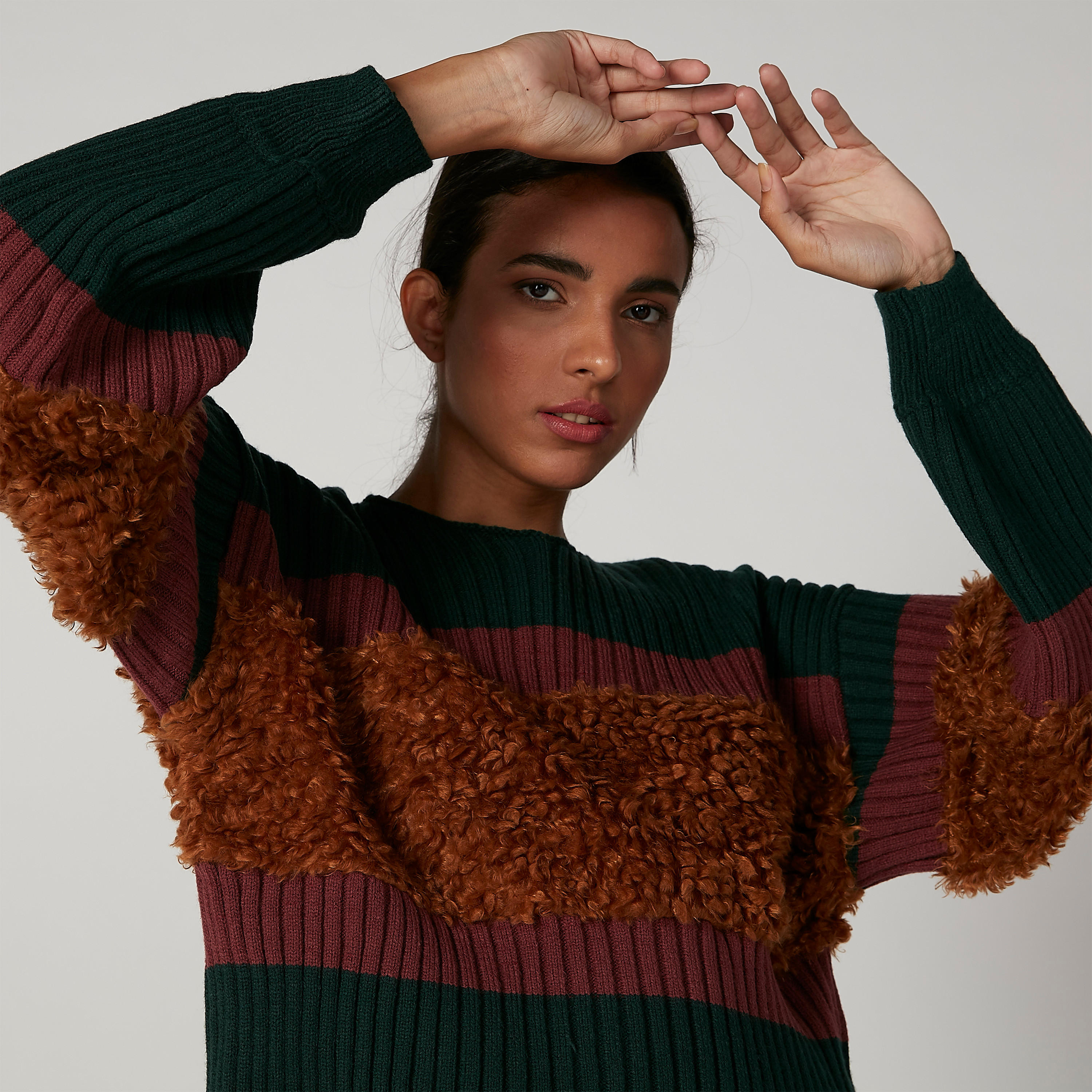 Textured Sweater with Boat Neck and Long Sleeves-women-clothing-cardigansandjumpers-jumpers-image-6