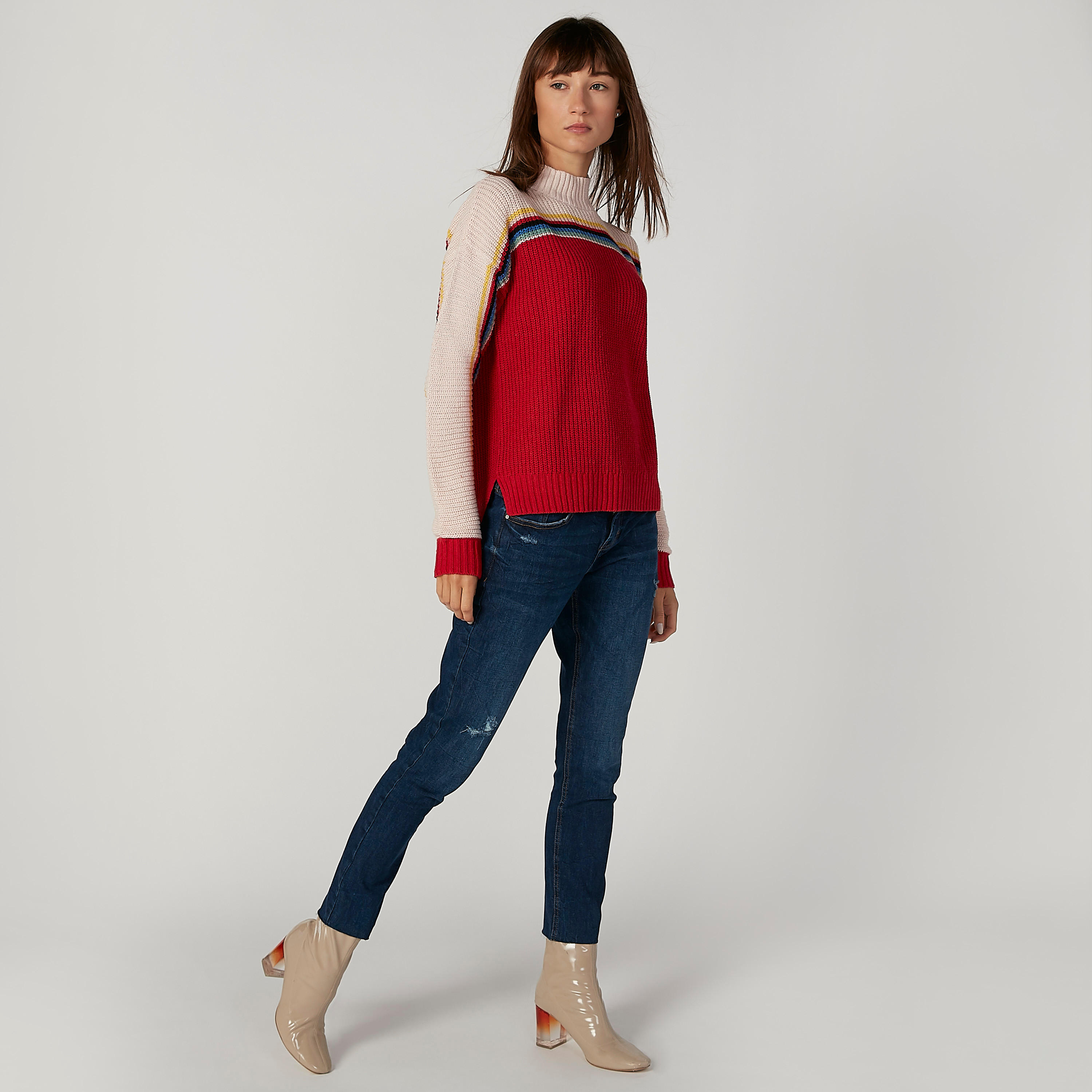كنزة مقلمة بياقة عالية وأكمام طويلة-women-clothing-cardigansandjumpers-jumpers-image-2