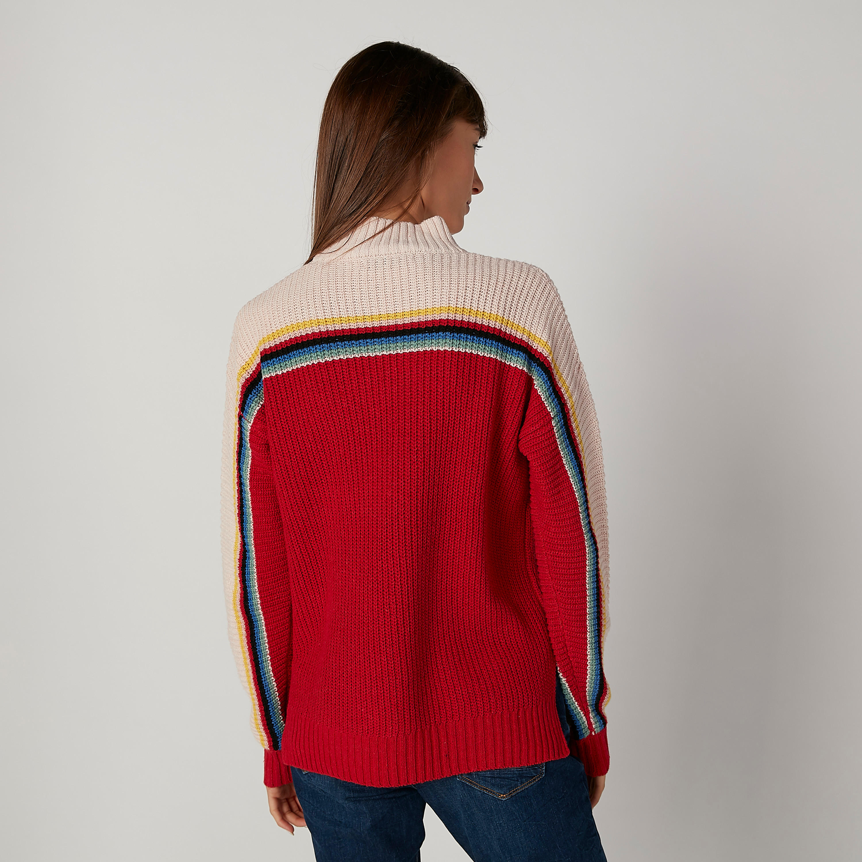 كنزة مقلمة بياقة عالية وأكمام طويلة-women-clothing-cardigansandjumpers-jumpers-image-3