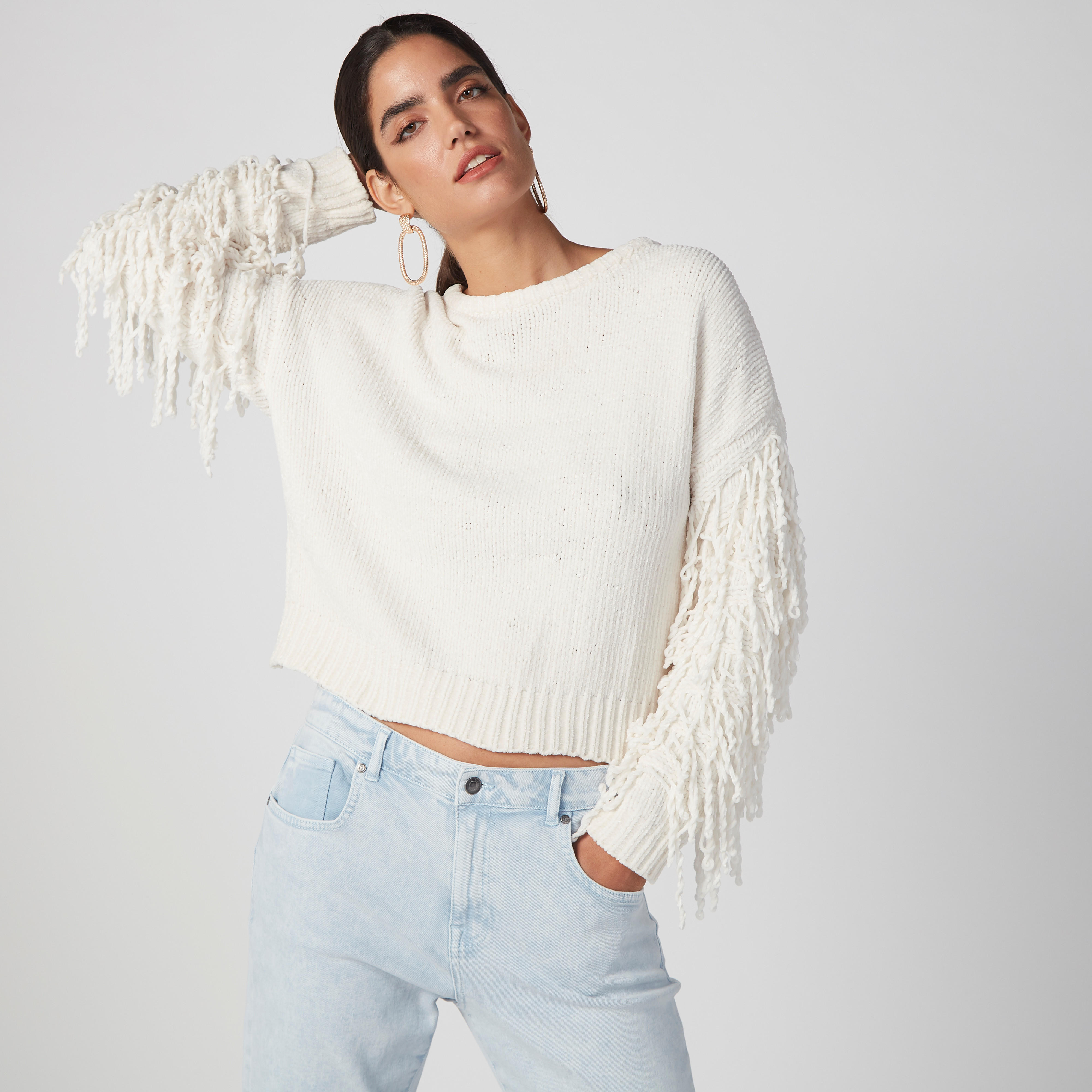 كنزة بارزة الملمس بياقة مستديرة وأكمام طويلة-women-clothing-cardigansandjumpers-jumpers-image-1