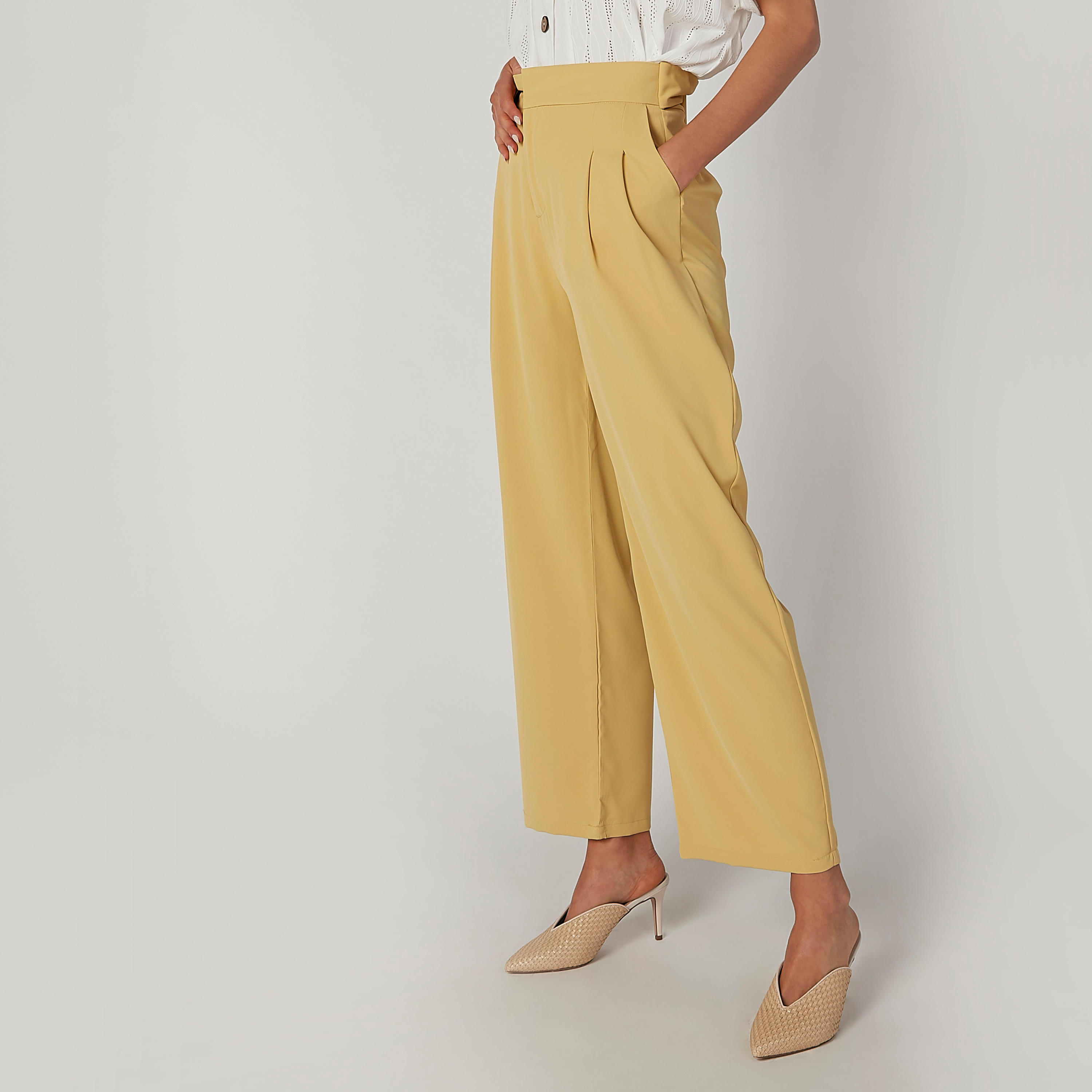 Full Length Plain Palazzo with Pocket Detail-women-clothing-bottoms-trousers-image-1