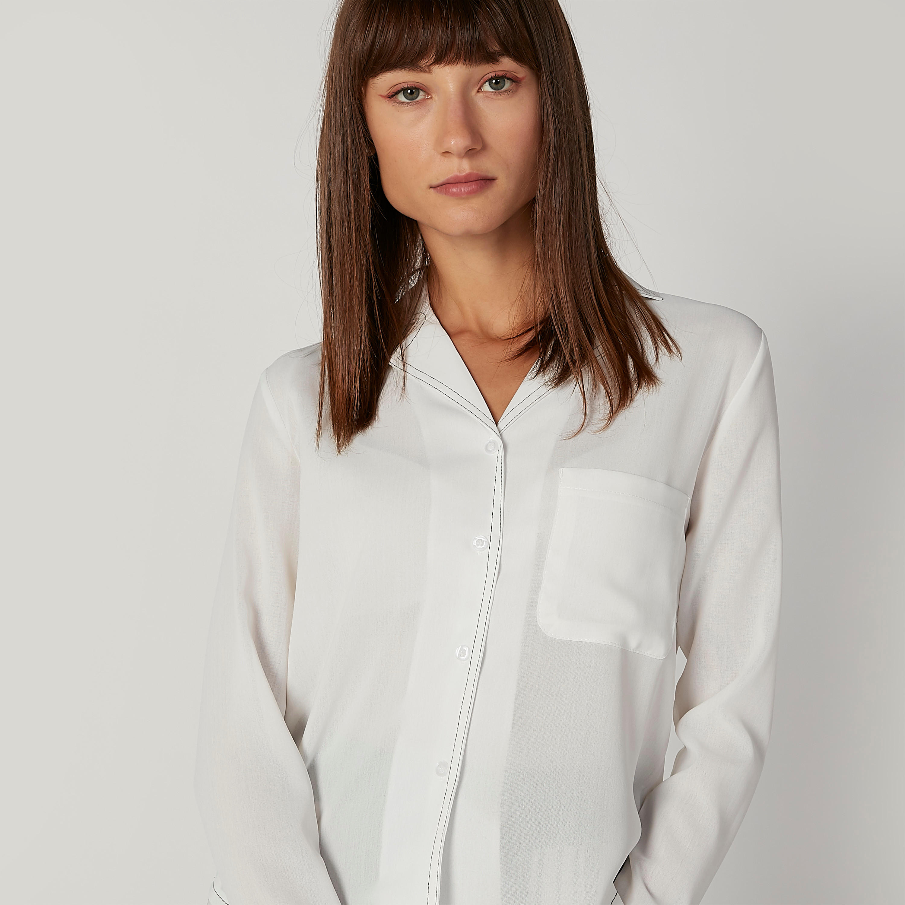 Plain Shirt with Spread Collar and Long Sleeves-women-clothing-shirtsandblouses-shirts-image-5
