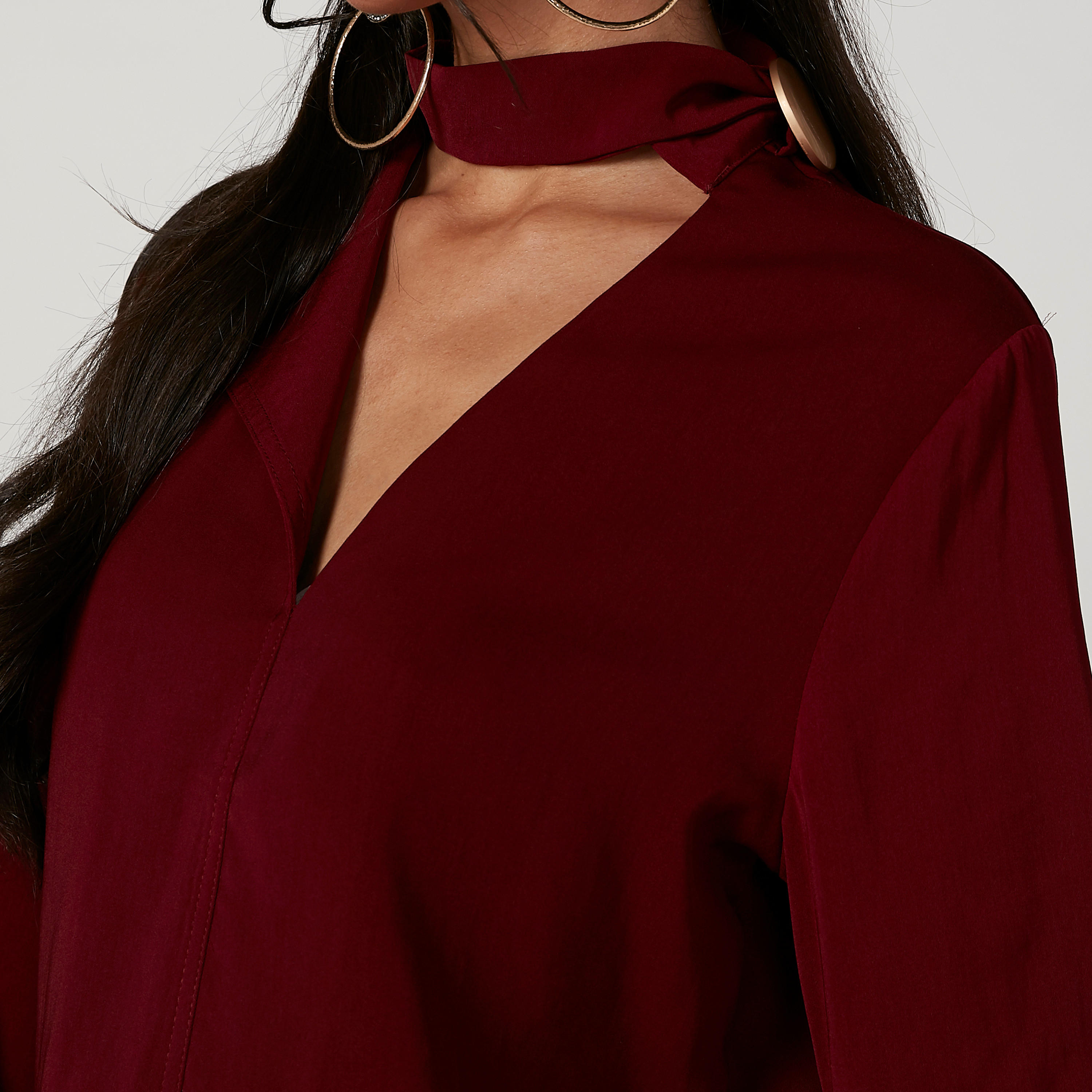 بلوزة سادة بياقة عالية وأكمام طويلة-women-clothing-shirtsandblouses-blouses-image-5