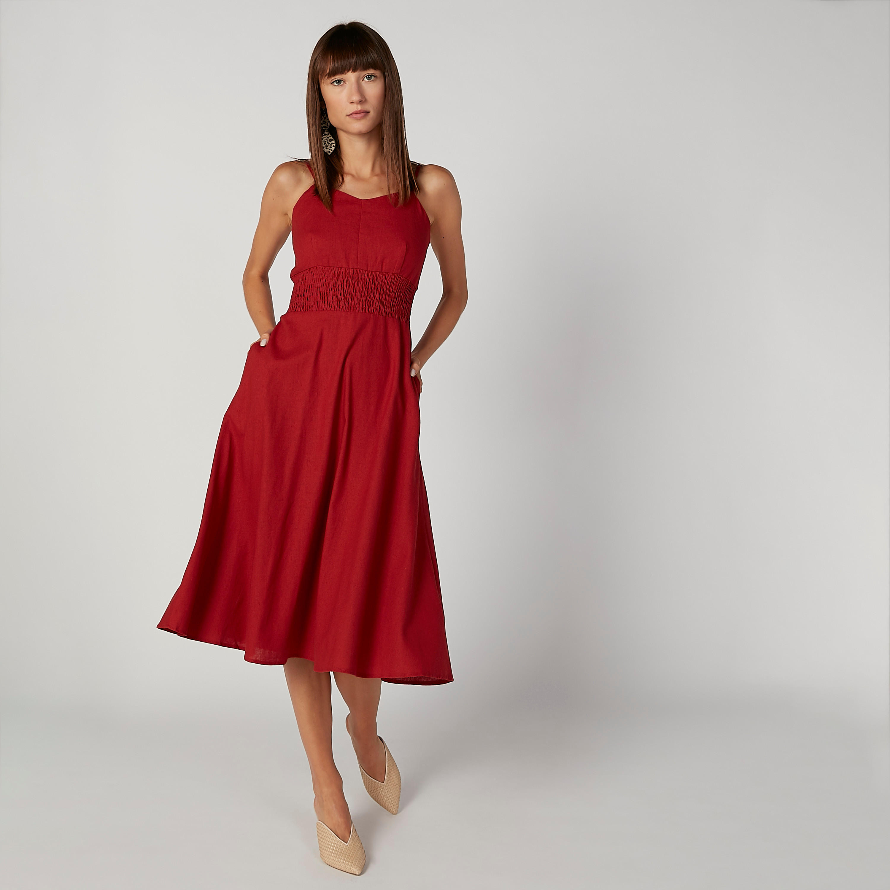 فستان بارز الملمس بياقة V وحمّالات-women-clothing-dresses-image-4
