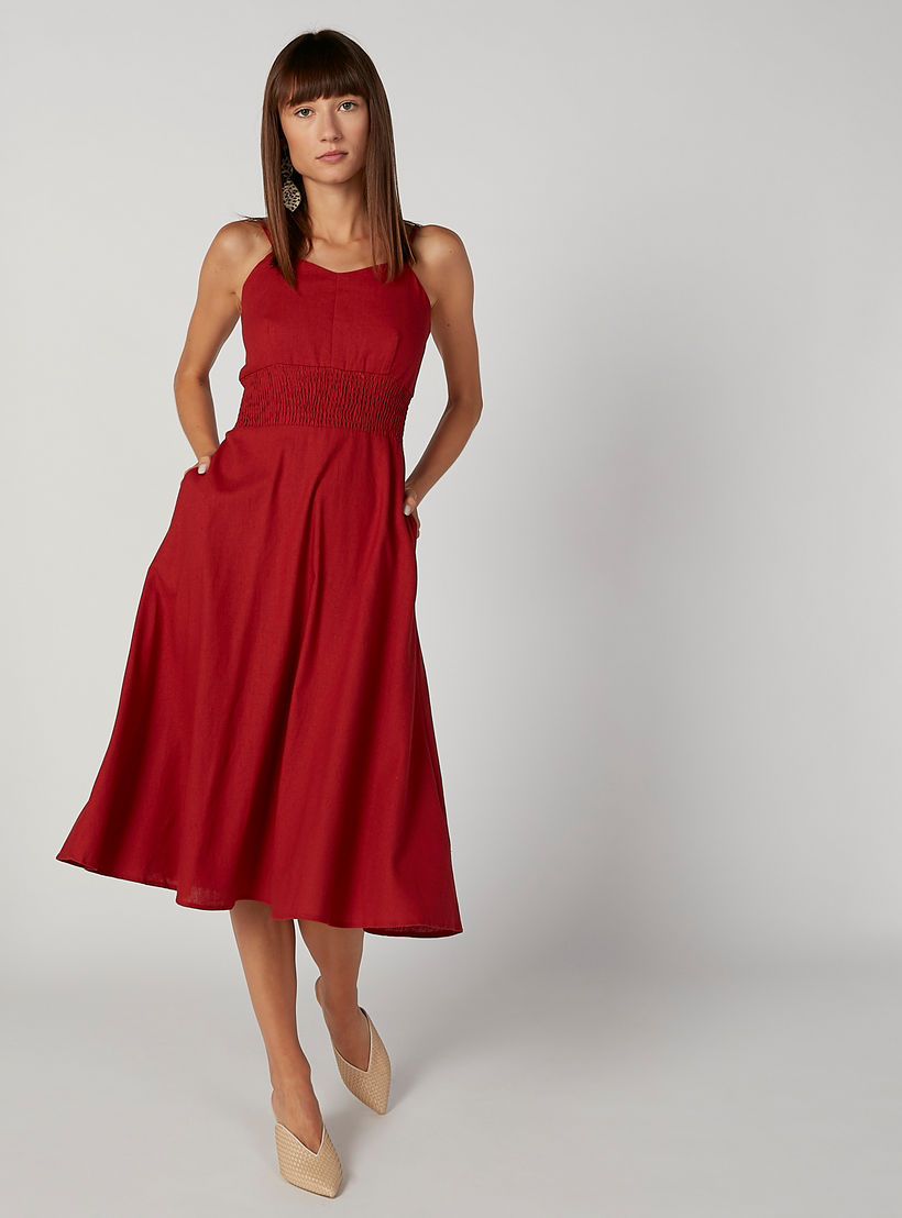 فستان بارز الملمس بياقة V وحمّالات-women-clothing-dresses-image-4
