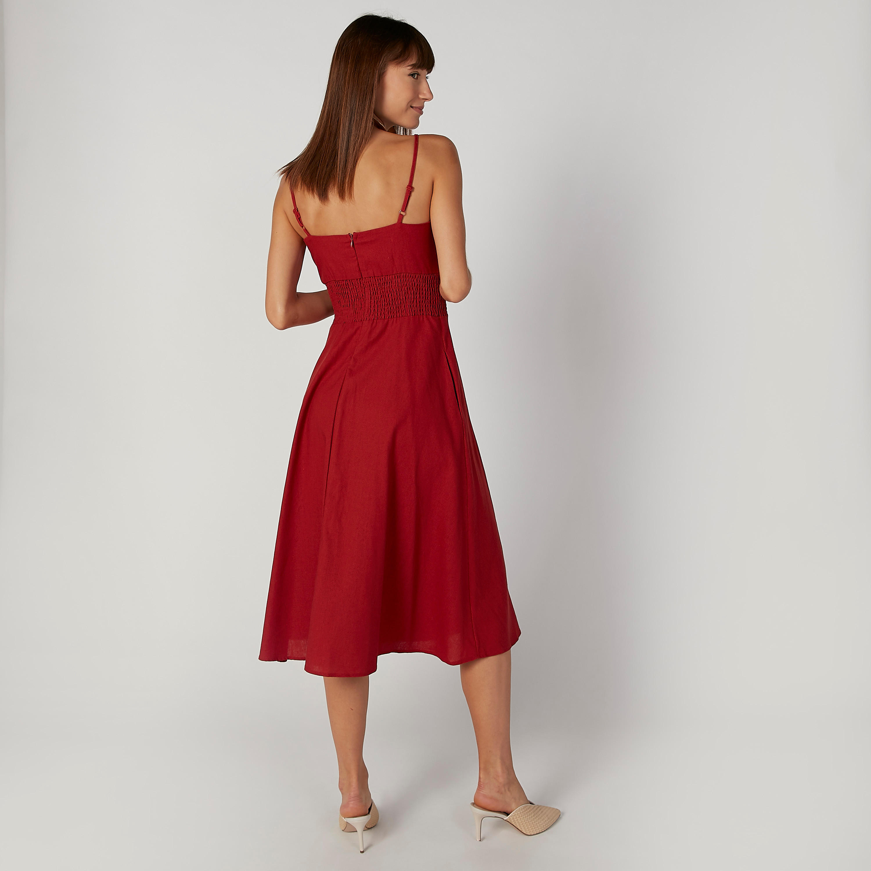 فستان بارز الملمس بياقة V وحمّالات-women-clothing-dresses-image-3