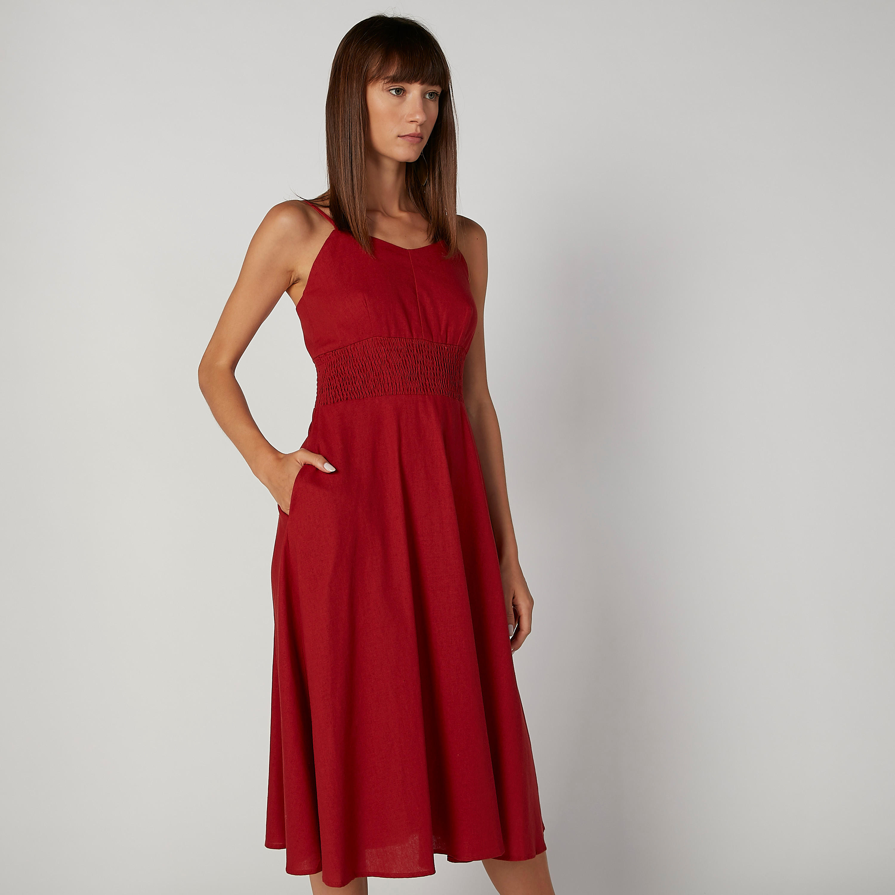 فستان بارز الملمس بياقة V وحمّالات-women-clothing-dresses-image-2