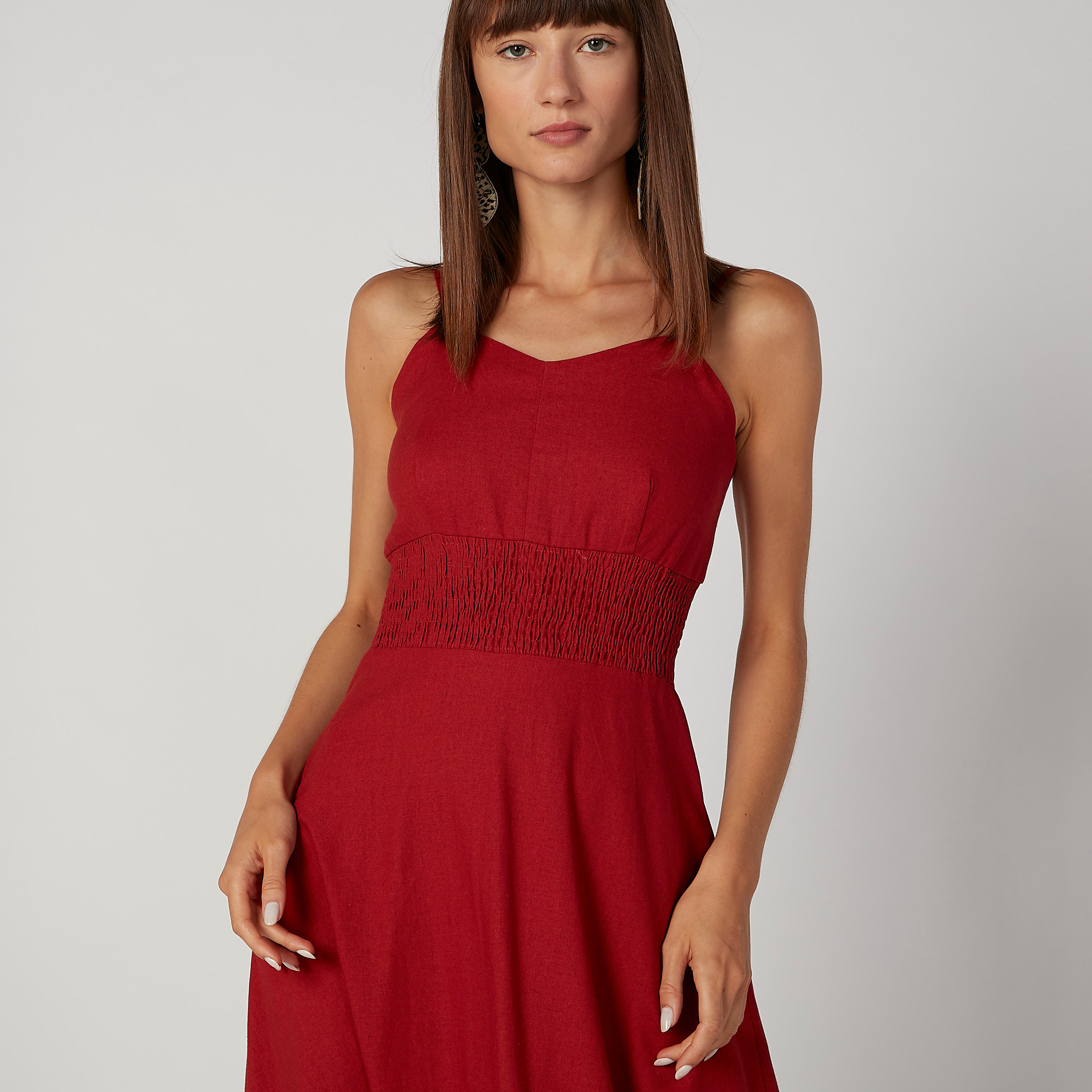 فستان بارز الملمس بياقة V وحمّالات-women-clothing-dresses-image-1
