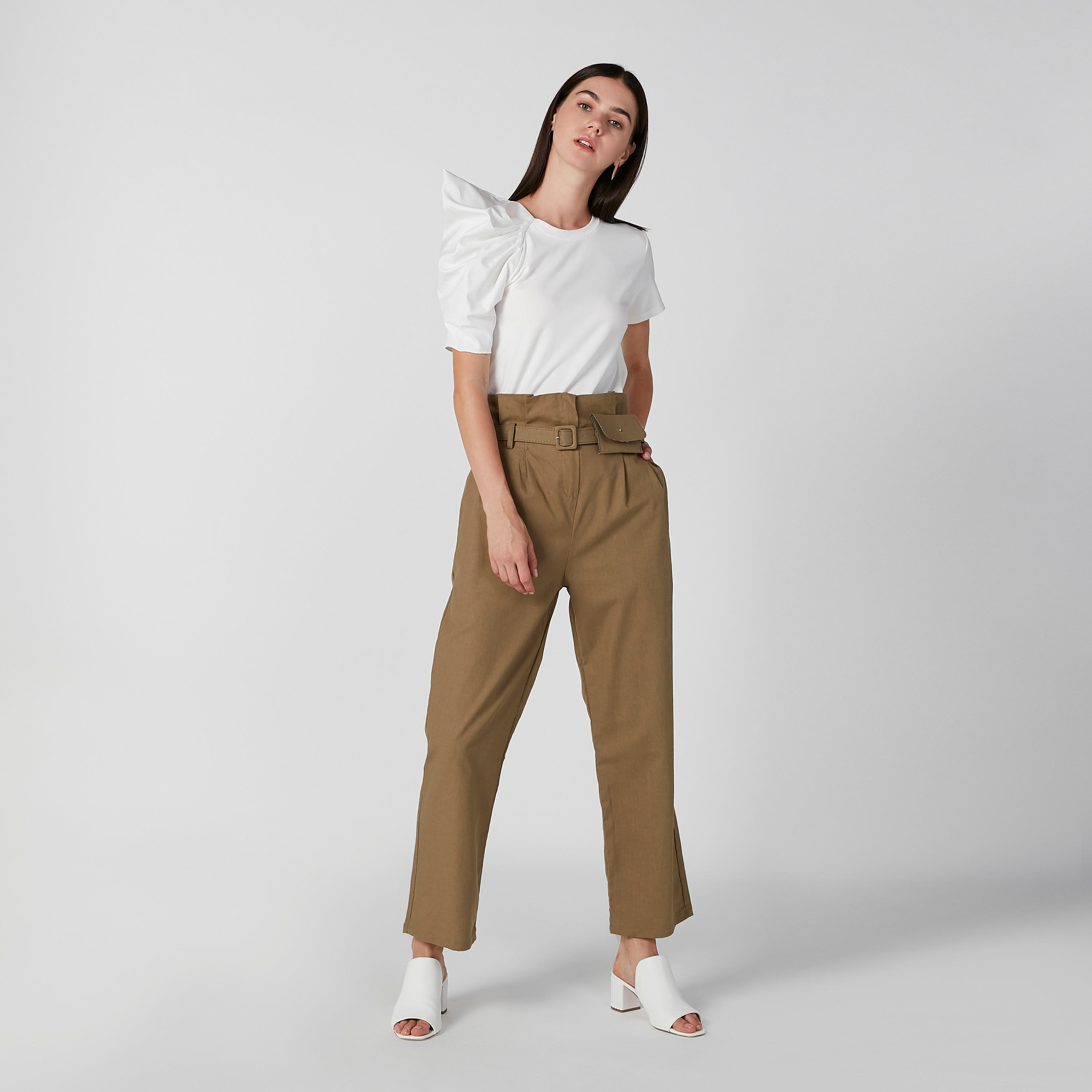 بلوزة سادة بياقة مستديرة وأكمام قصيرة-women-clothing-shirtsandblouses-blouses-image-3