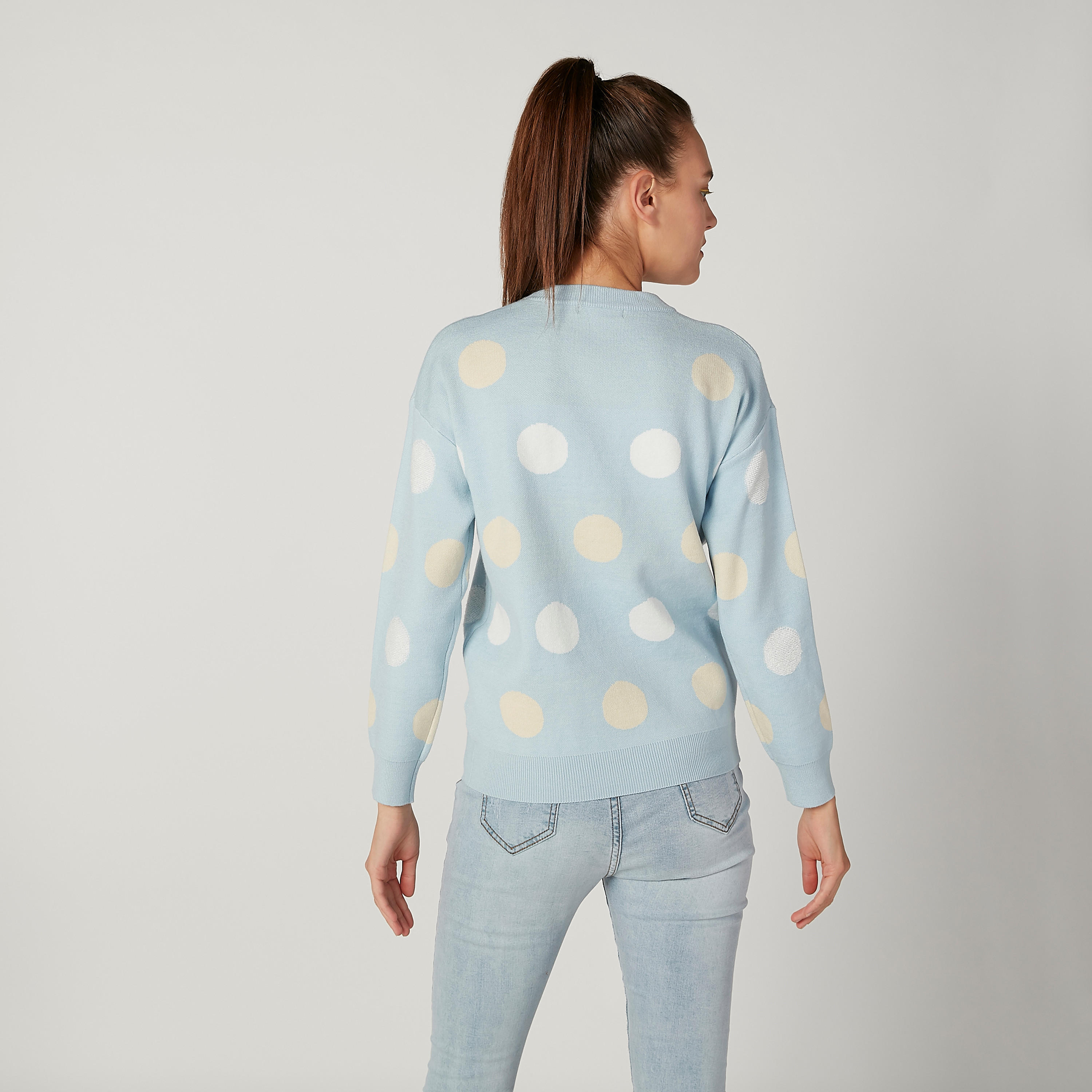 كنزة بياقة مستديرة وأكمام طويلة وطبعات منقطّة-women-clothing-cardigansandjumpers-jumpers-image-4