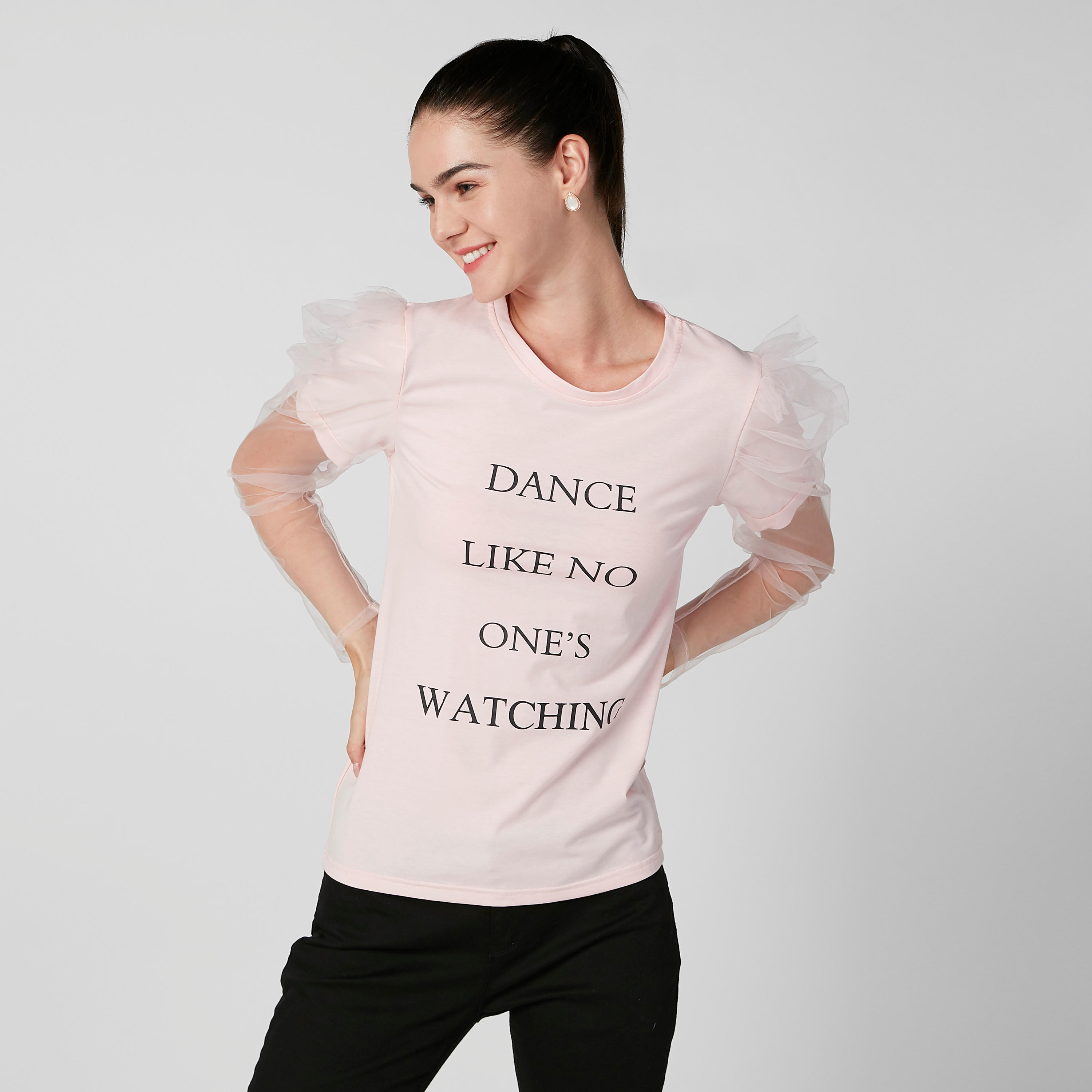 Printed Top with Round Neck and Long Sleeves-women-clothing-tshirts-image-1
