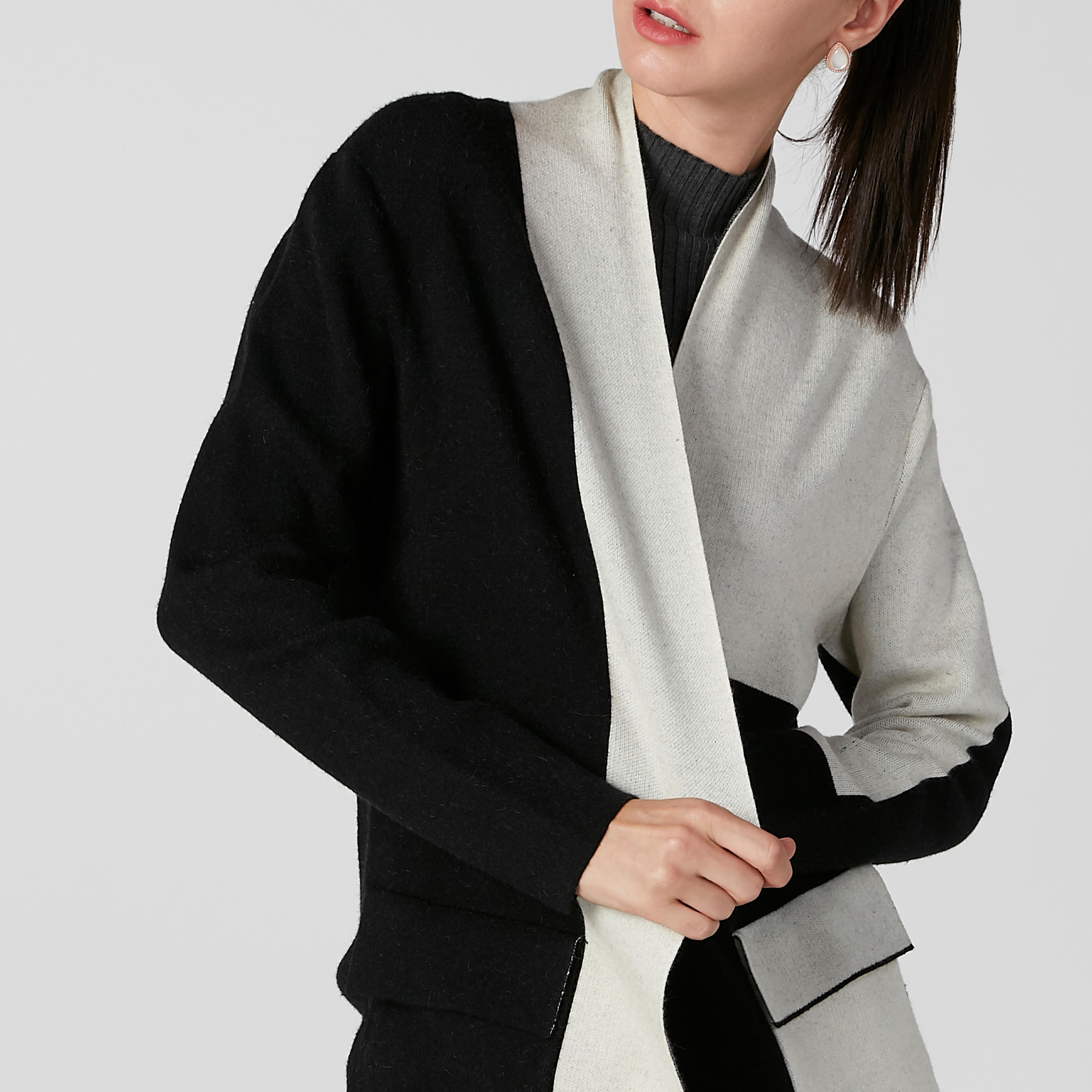 معطف طويل بنمط كتل الألوان بأكمام طويلة-women-clothing-coatsandjackets-coats-image-3
