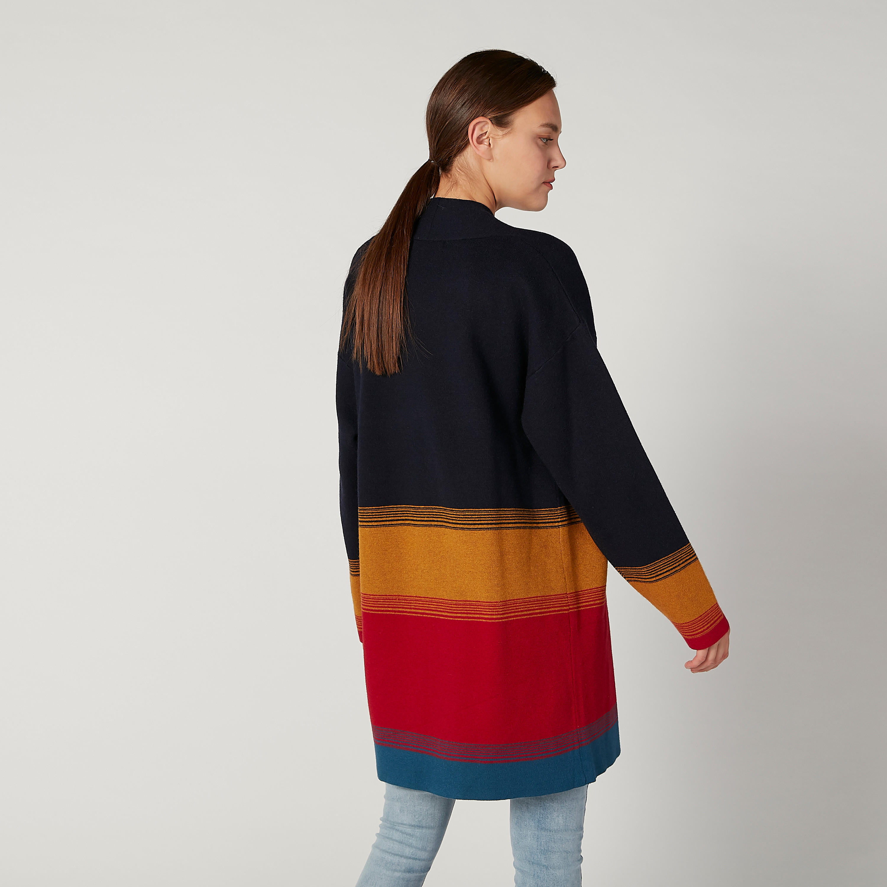 Striped Longline Cardigan with Long Sleeves-women-winterwear-cardigansandjumpers-cardigans-image-4