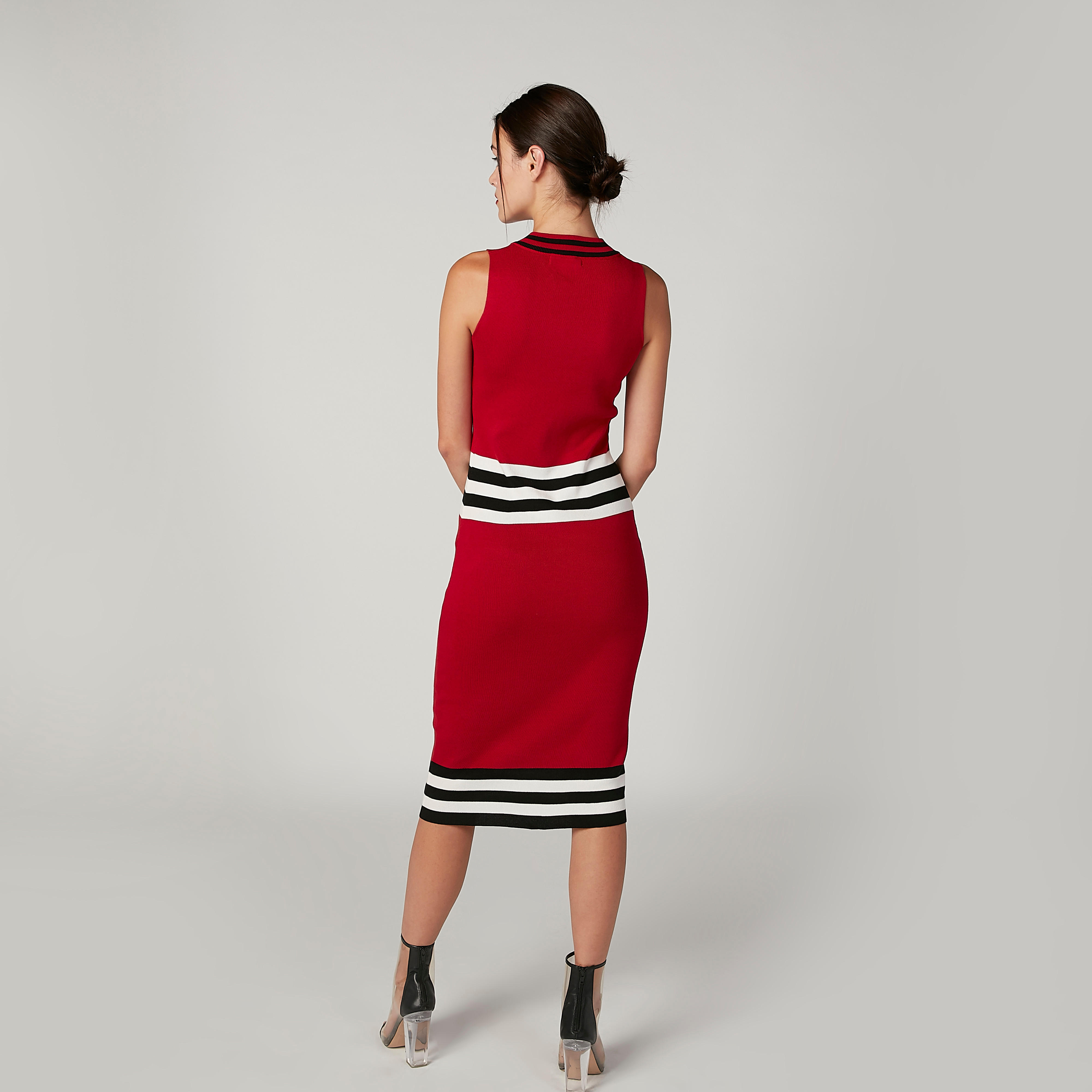 فستان ميدي مقلّم دون أكمام بقصّة ضيقة وسحّاب-women-clothing-dresses-image-3