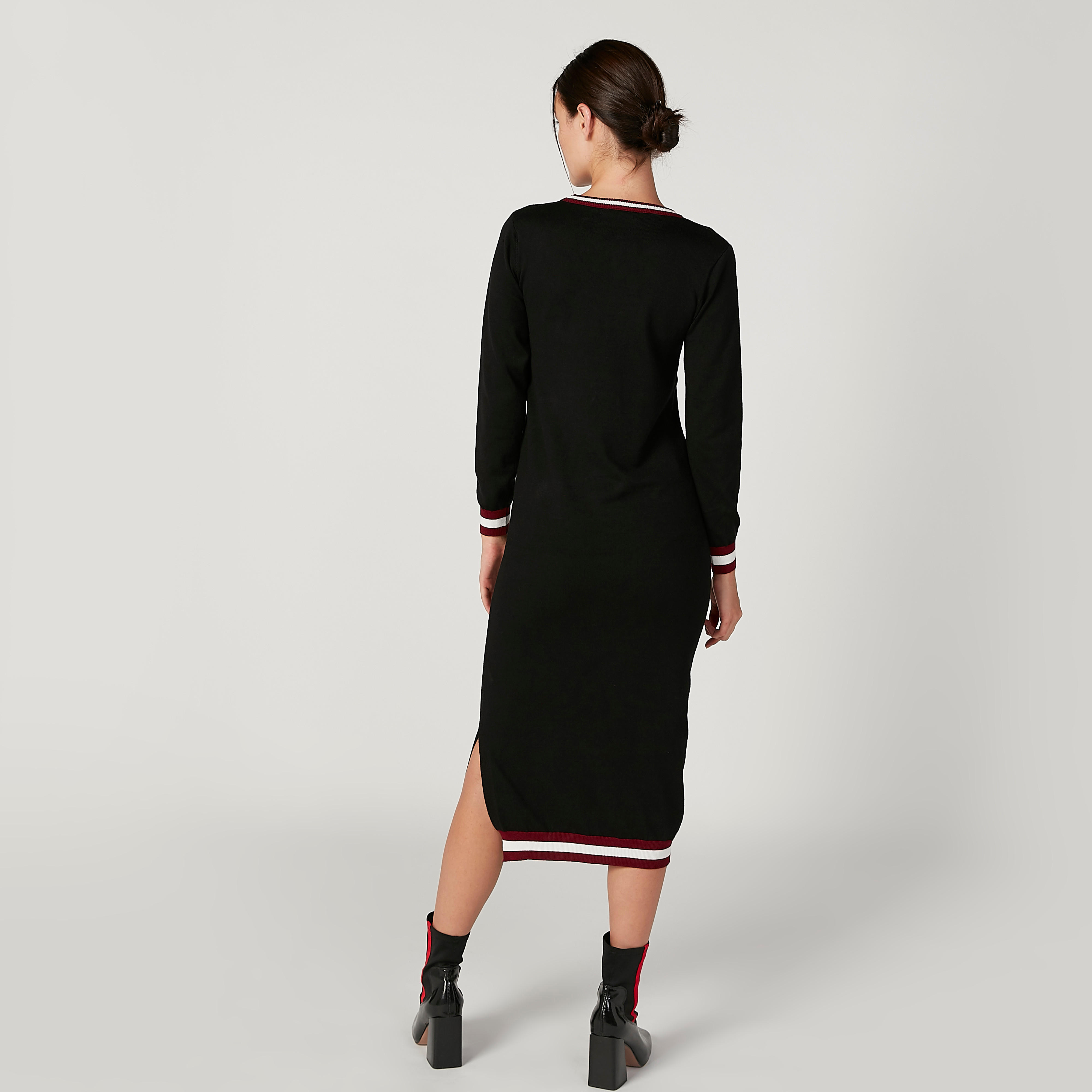 فستان ميدي بقصّة ضيّقة وأكمام طويلة وتزيينات-women-clothing-dresses-image-3