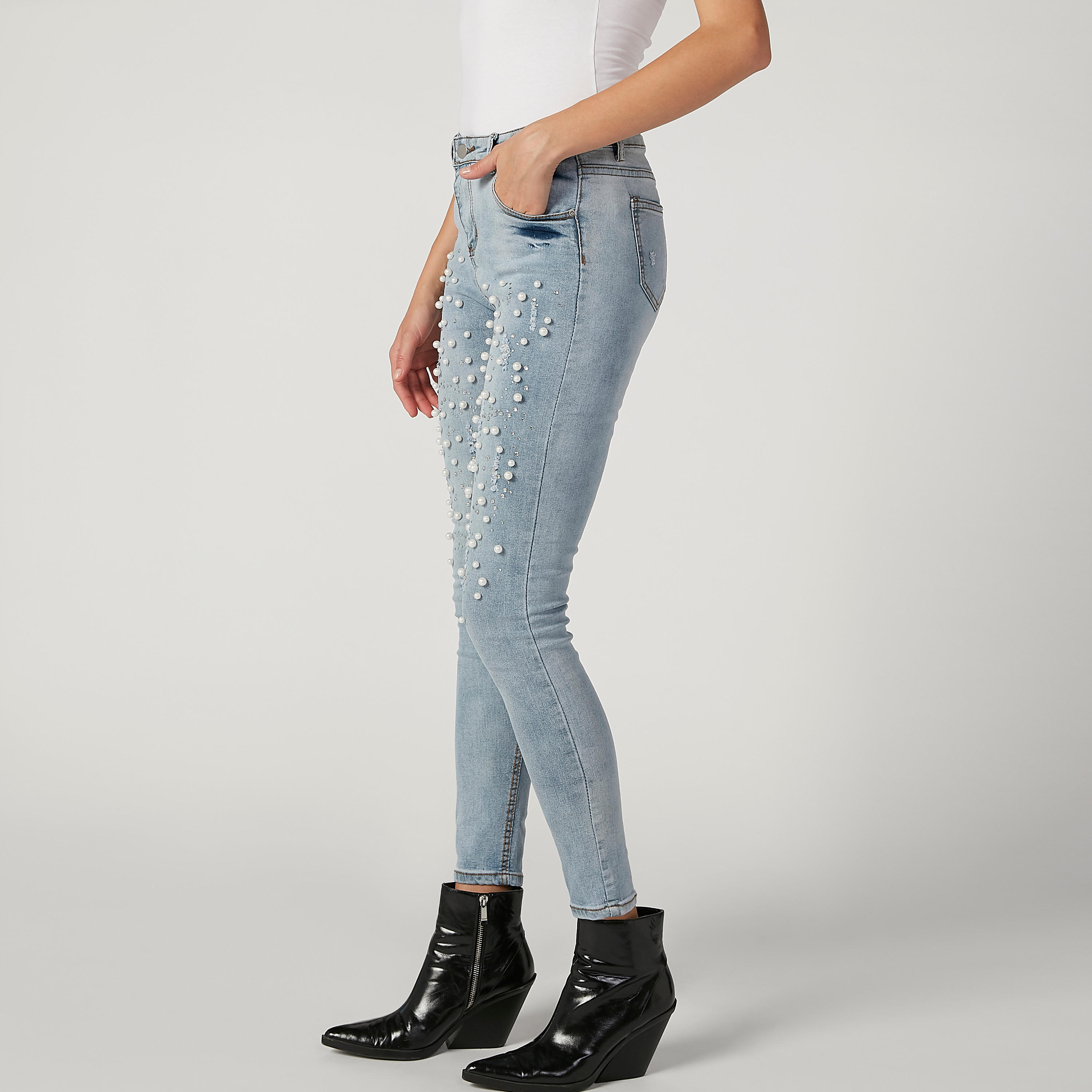 2Xtremz Skinny Fit Full Length Distressed Jeans with Pocket and Pearl Detail-women-clothing-bottoms-jeans-image-5
