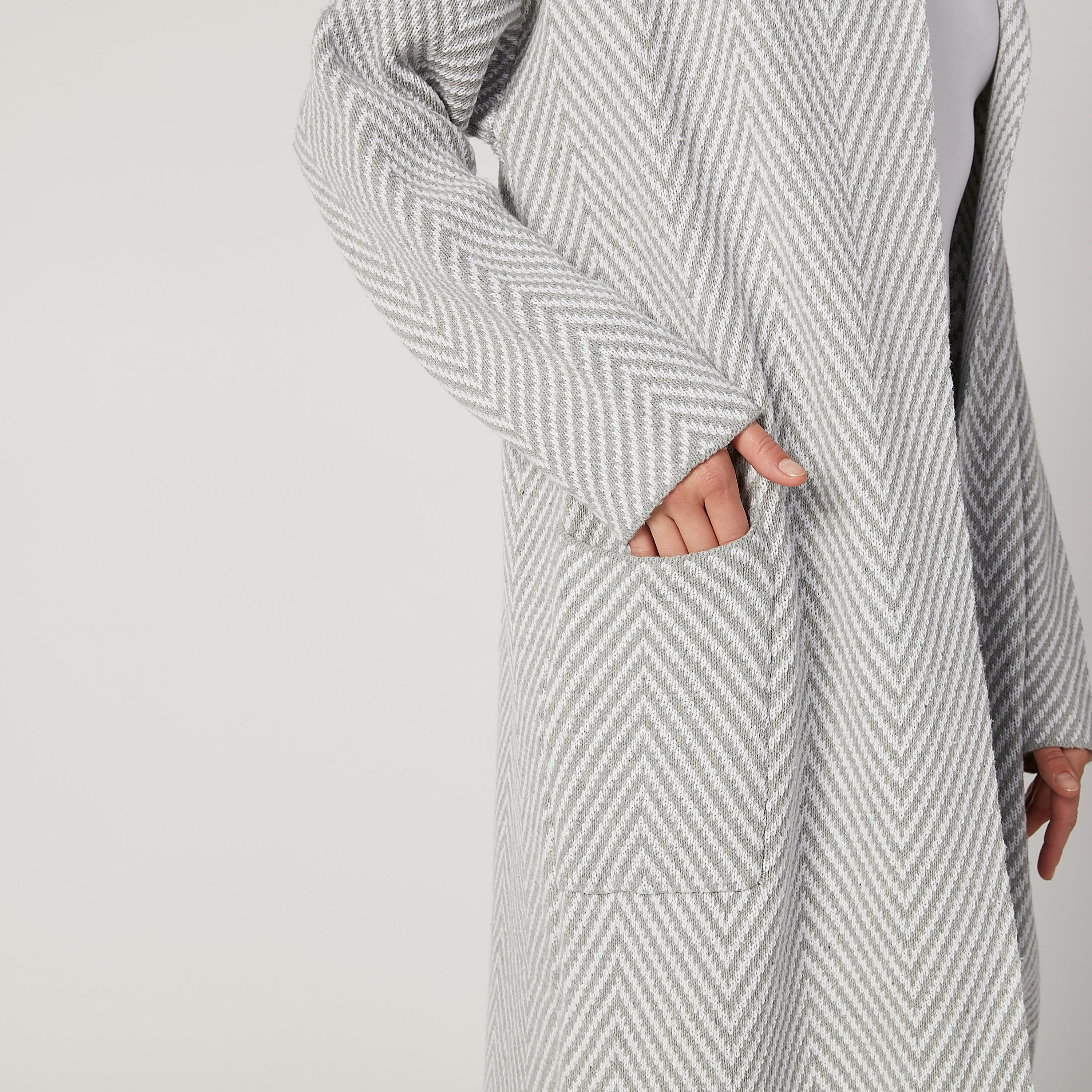 كارديجان طويل بارز الملمس بأكمام طويلة وجيوب-women-winterwear-cardigansandjumpers-cardigans-image-3