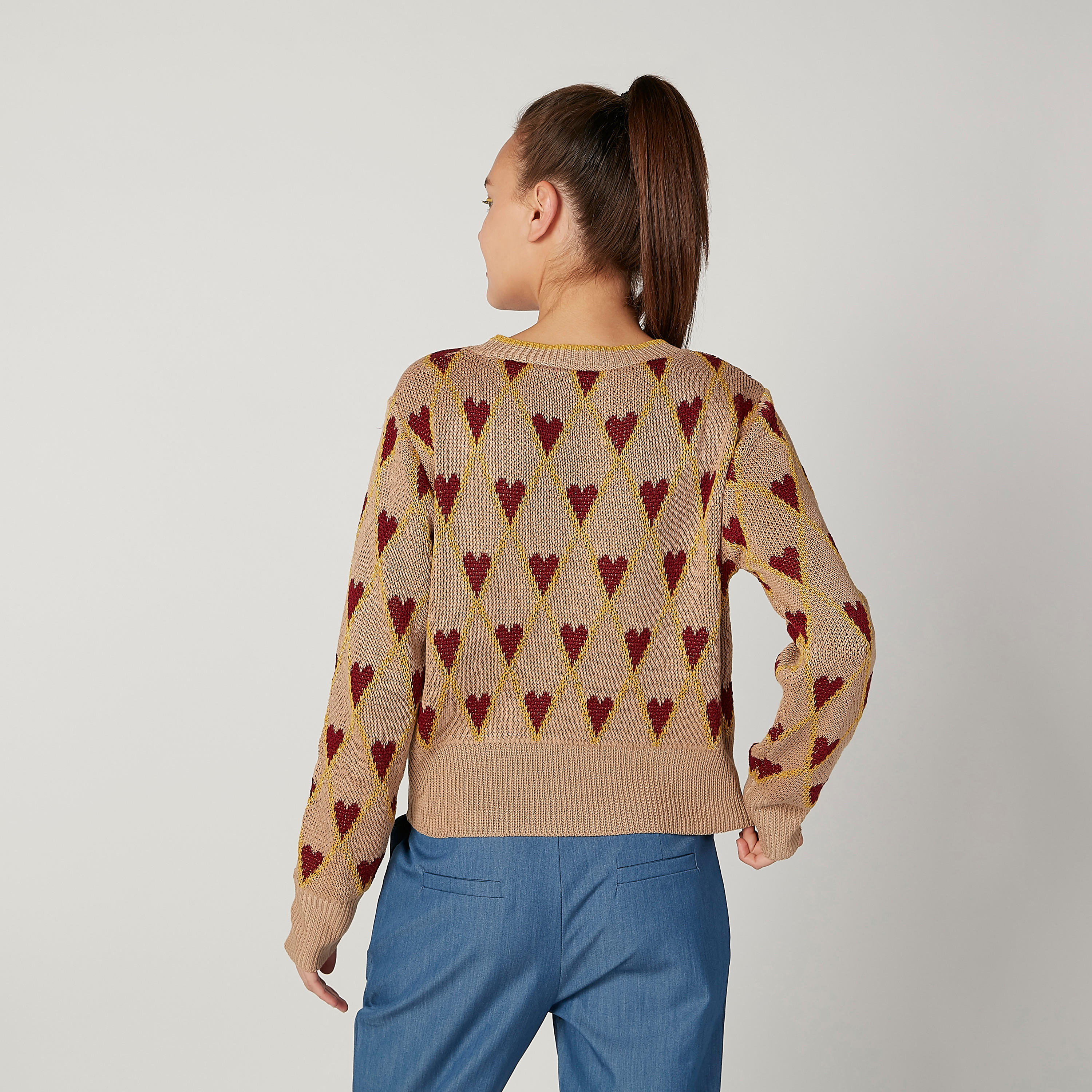 كنزة  بياقة مستديرة وأكمام طويلة وطبعات-women-clothing-cardigansandjumpers-jumpers-image-4