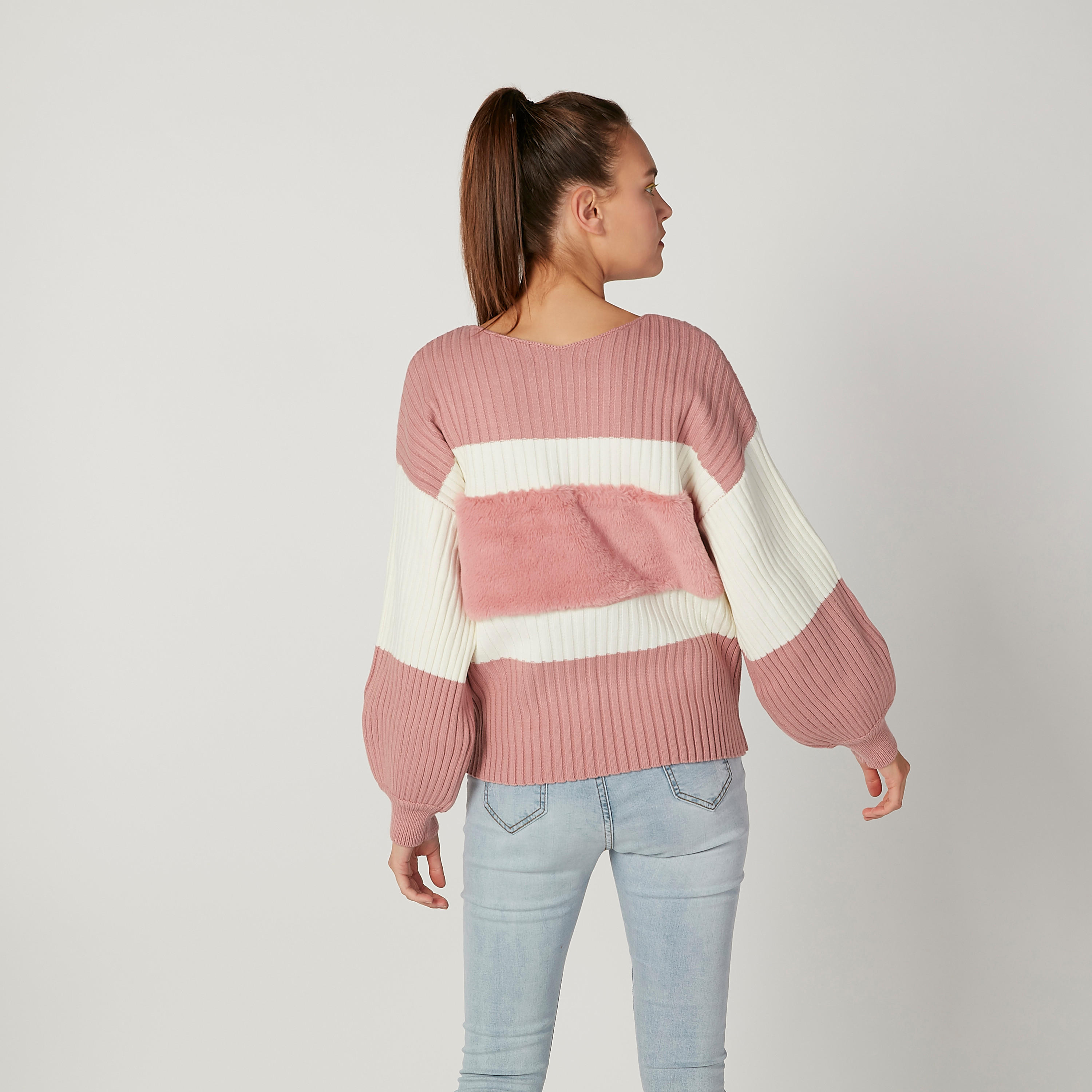 كنزة بارزة الملمس بياقة مستديرة وأكمام طويلة-women-clothing-cardigansandjumpers-jumpers-image-4
