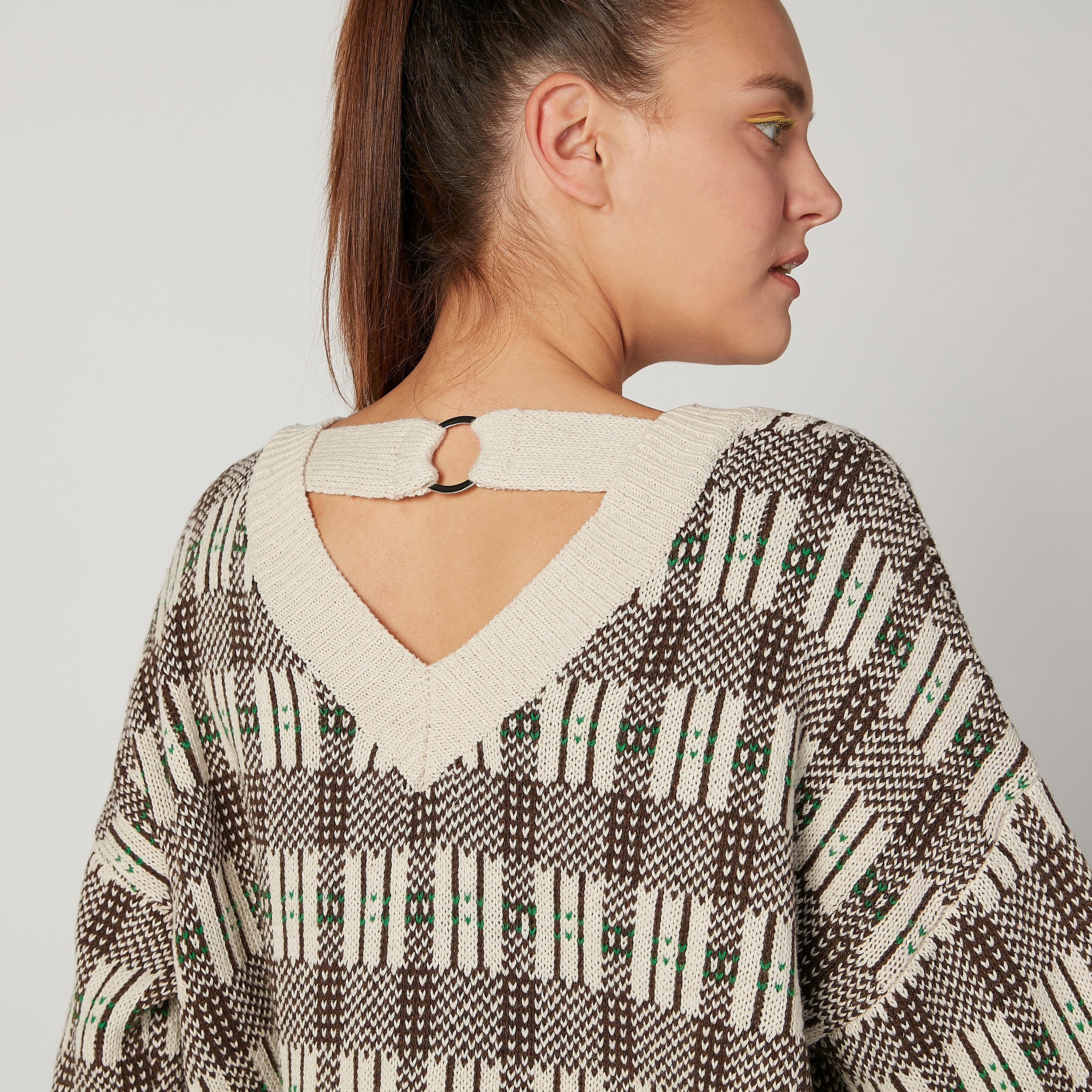 كنزة كاروهات بياقة V وأكمام طويلة-women-clothing-cardigansandjumpers-jumpers-image-3