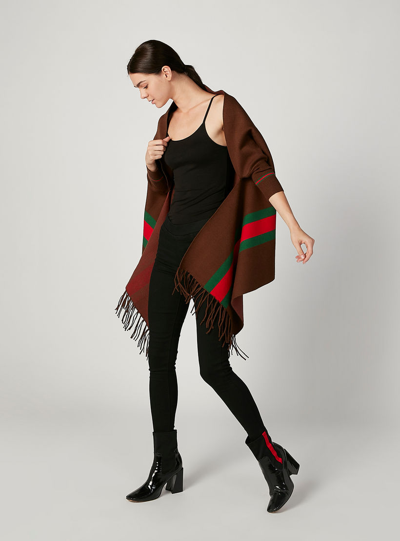 Wide Fit Striped Cardigan with Long Sleeves and Fringes-women-winterwear-cardigansandjumpers-cardigans-image-2