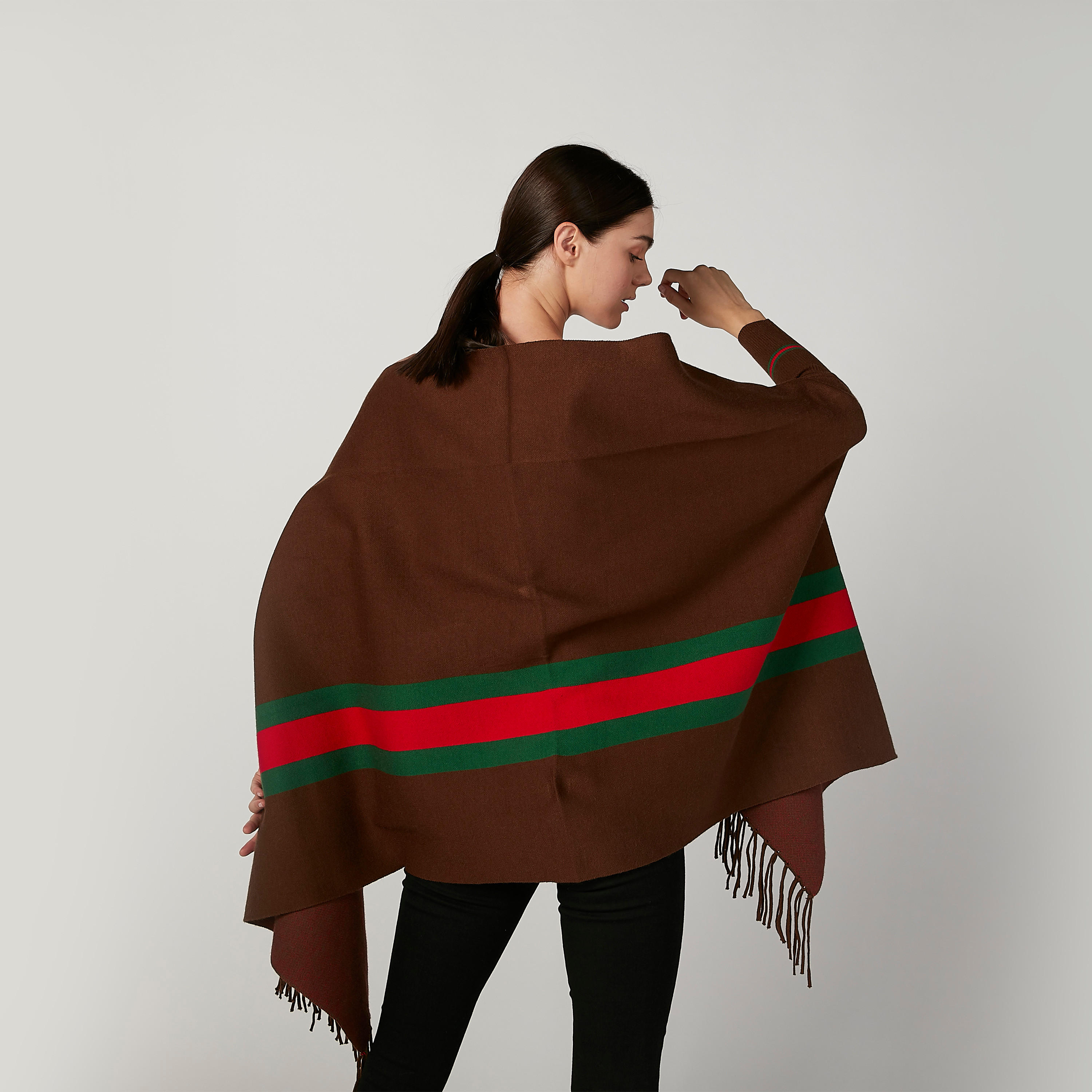 Wide Fit Striped Cardigan with Long Sleeves and Fringes-women-winterwear-cardigansandjumpers-cardigans-image-4