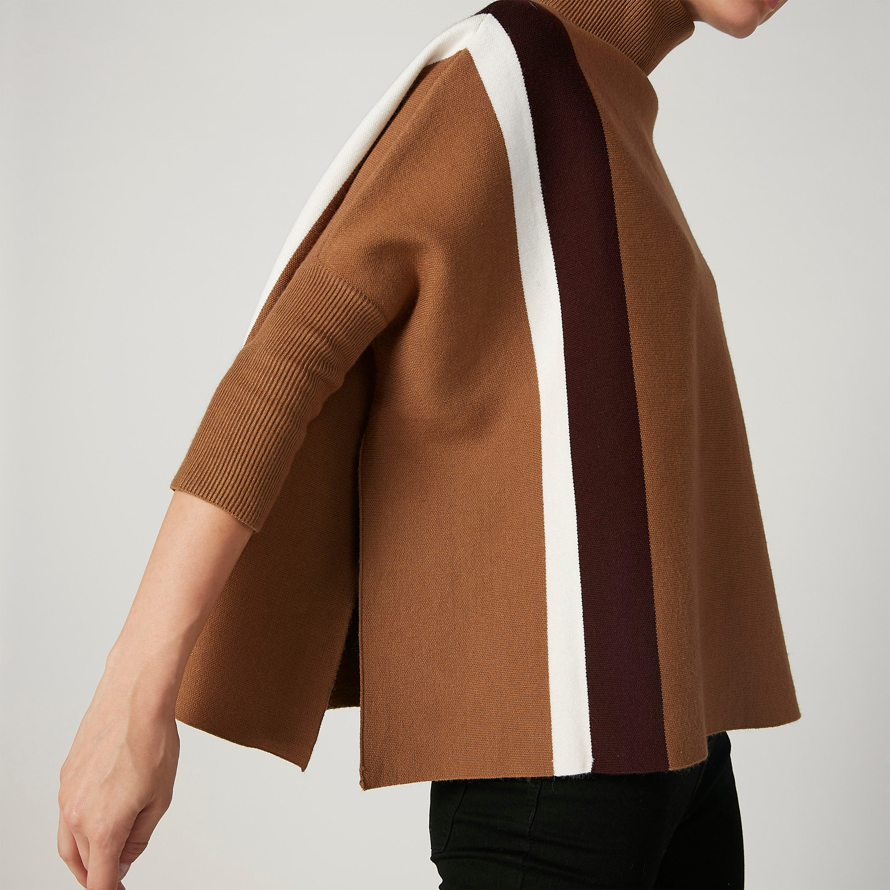 كارديجان مخطط بقصّة واسعة وياقة عالية وأكمام 4/3-women-clothing-cardigansandjumpers-jumpers-image-3