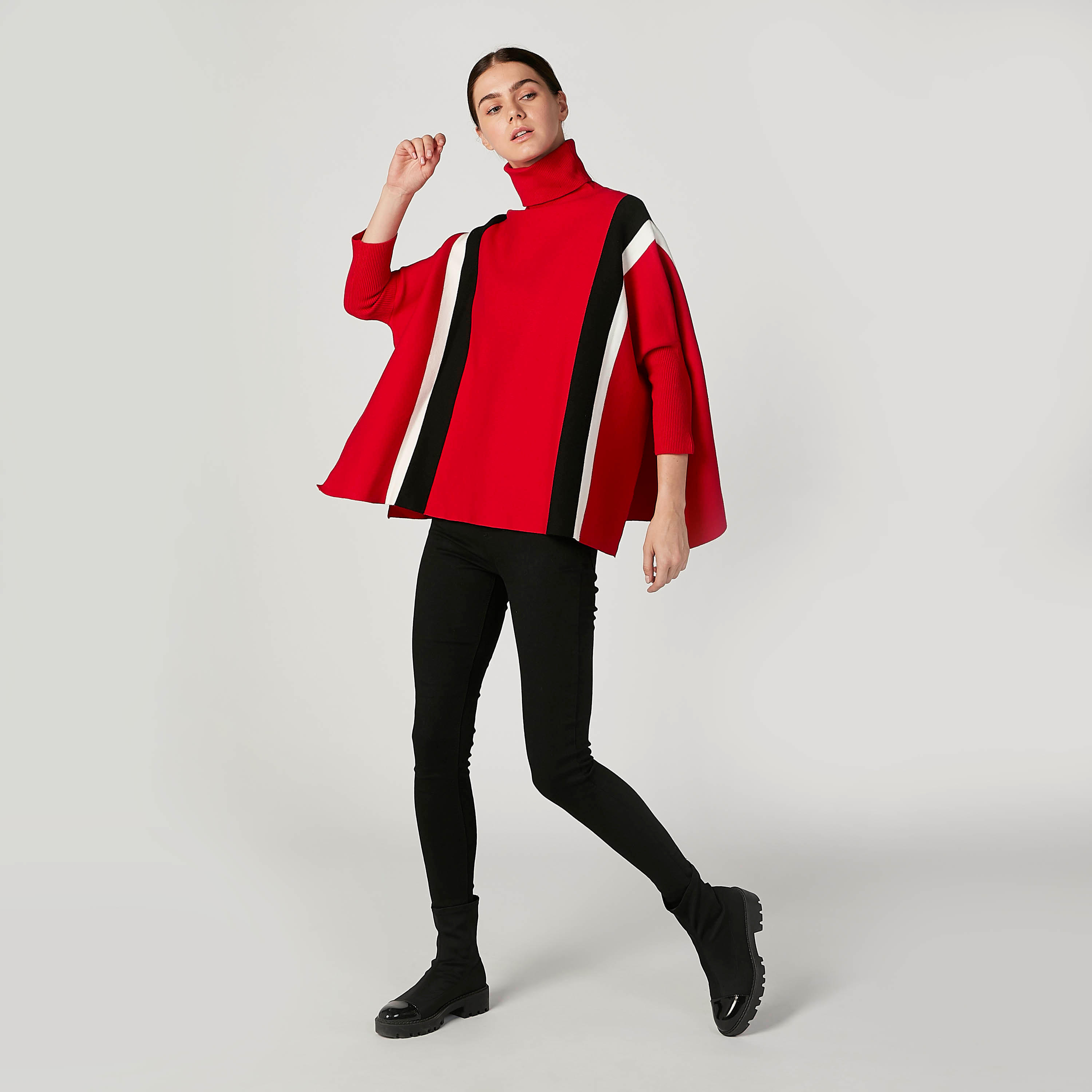 كارديجان مقلّم بقصّة واسعة وياقة عالية وأكمام طويلة-women-clothing-cardigansandjumpers-jumpers-image-2