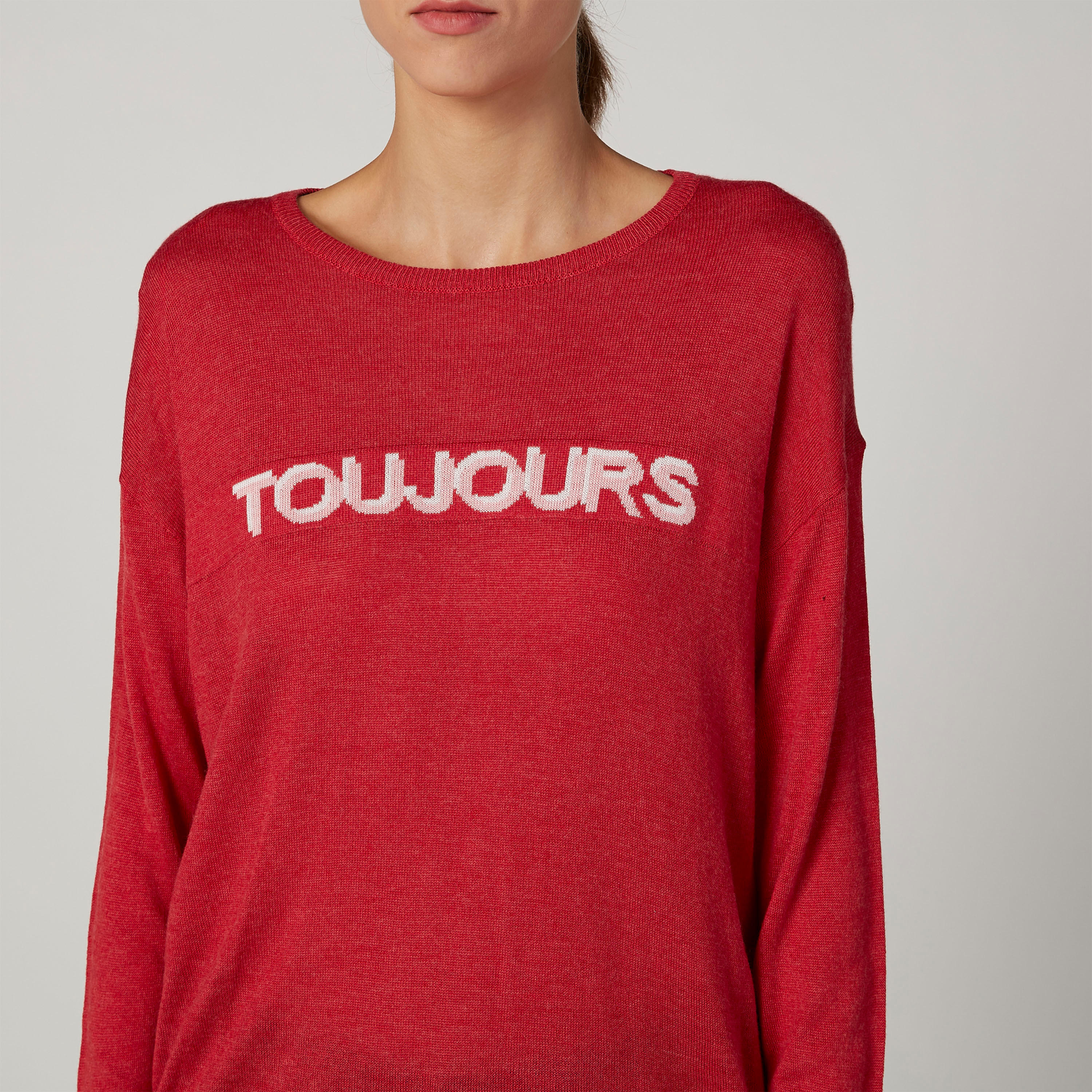 Textured T-shirt with Round Neck and Long Sleeves-women-clothing-tshirts-image-3