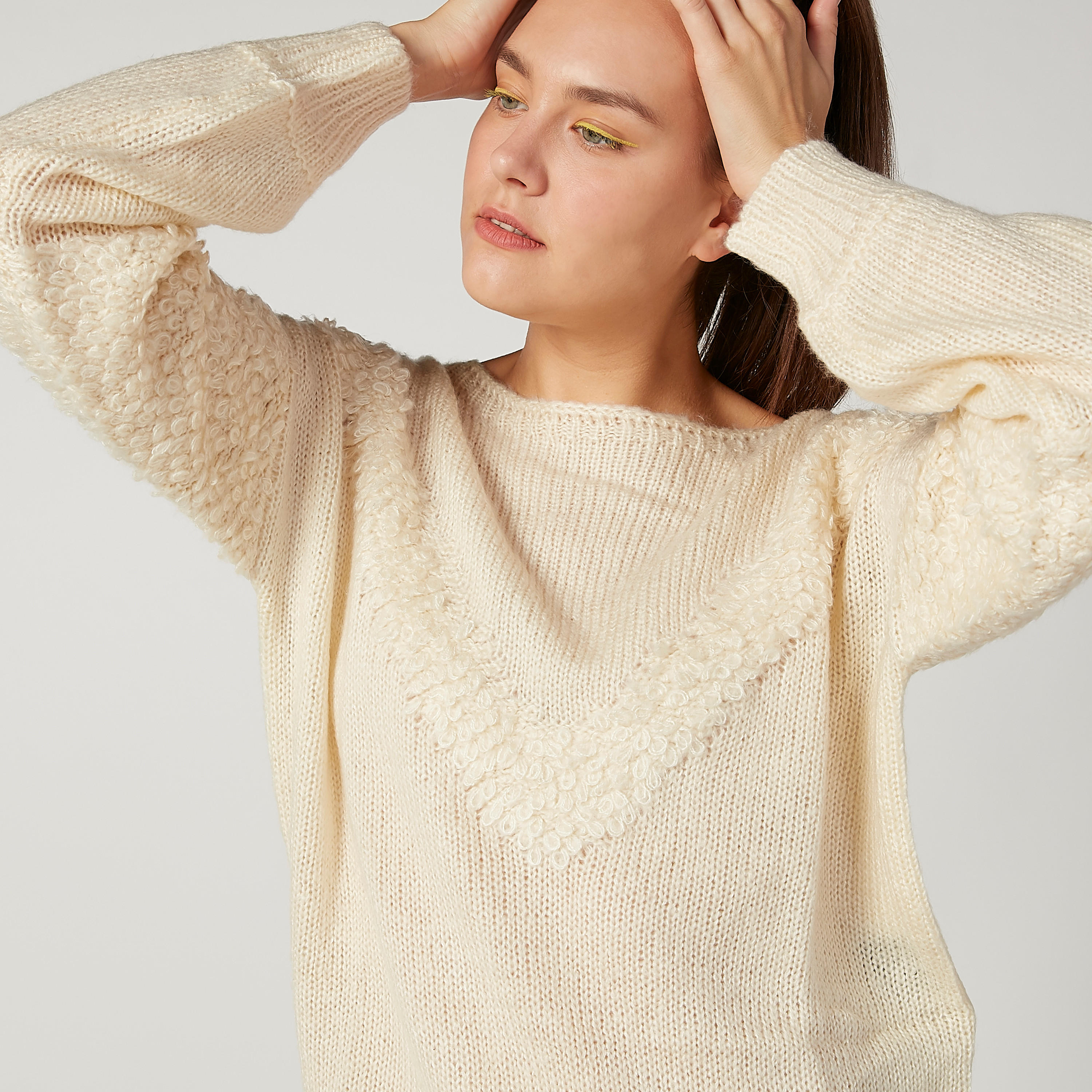 كنزة بارزة الملمس بياقة مستديرة وأكمام طويلة-women-clothing-cardigansandjumpers-jumpers-image-3
