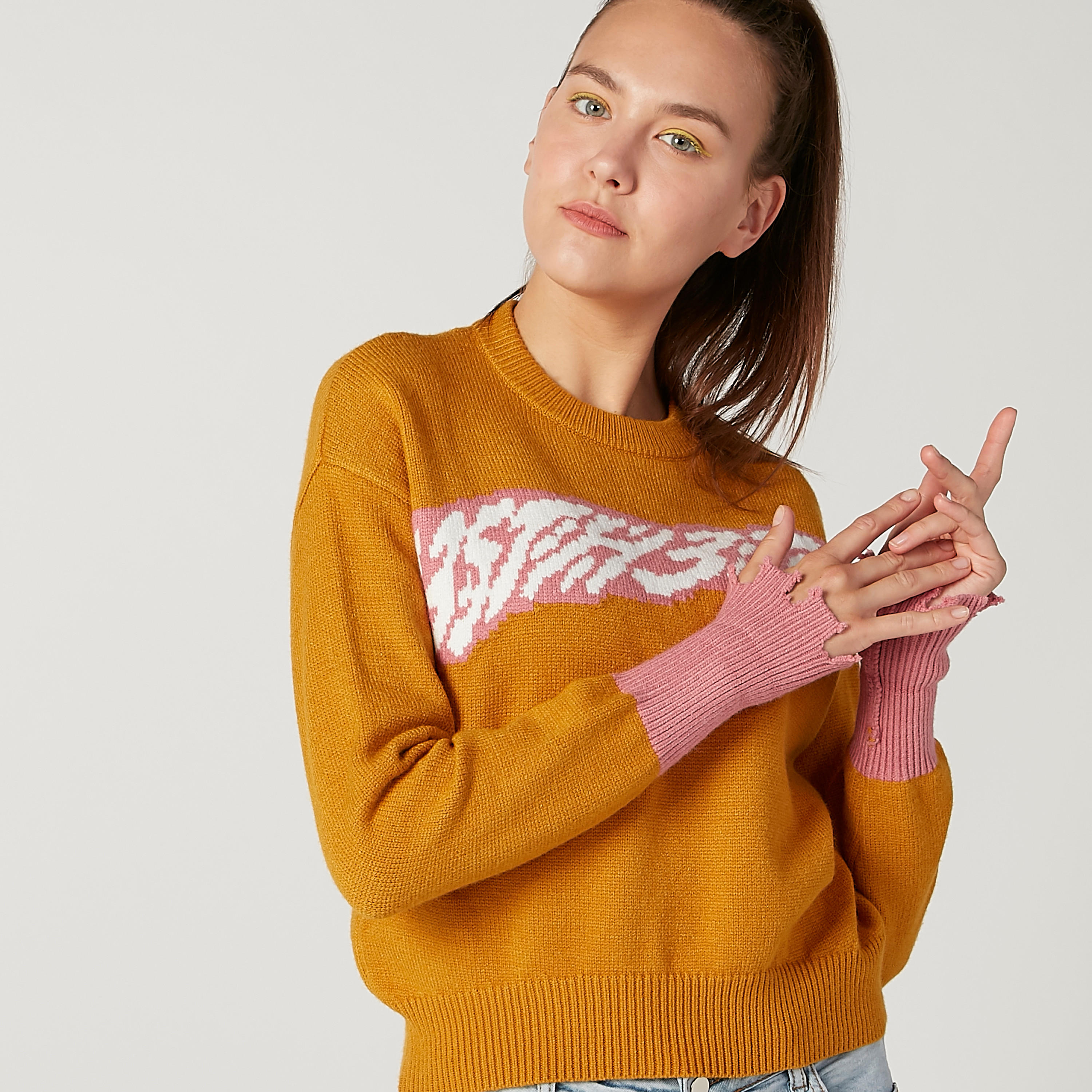Textured Sweater with Round Neck and Long Sleeves-women-clothing-cardigansandjumpers-jumpers-image-3
