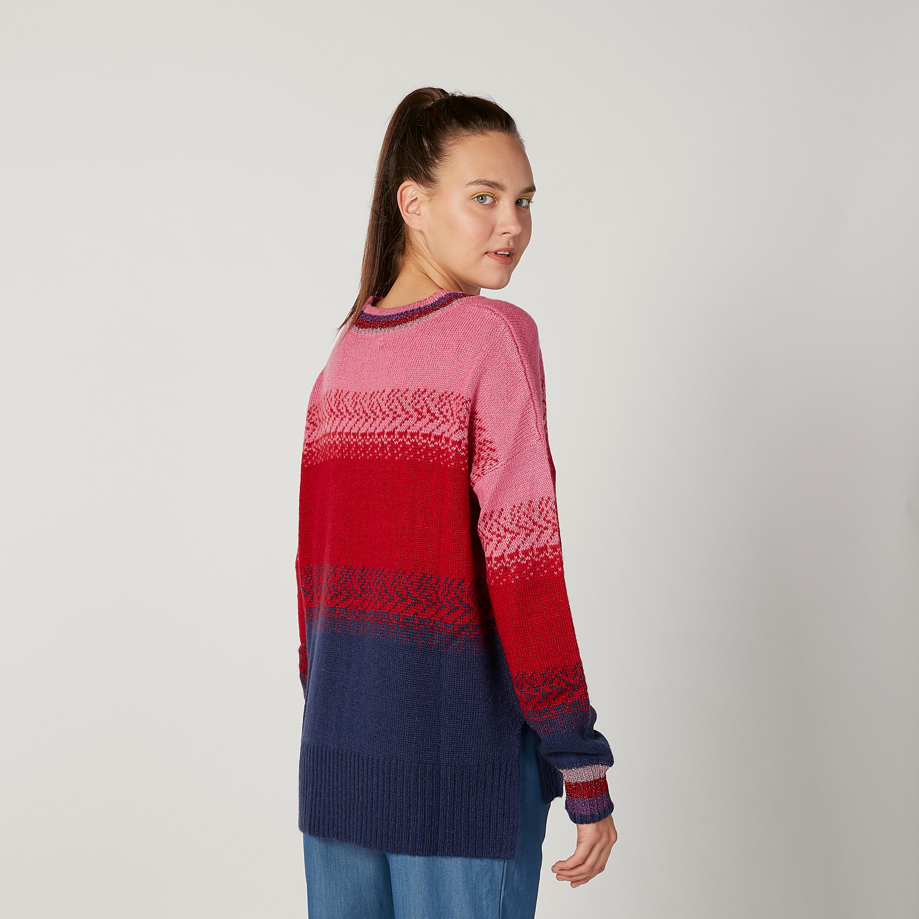 كنزة بارزة الملمس بياقة V وأكمام طويلة-women-clothing-cardigansandjumpers-jumpers-image-4