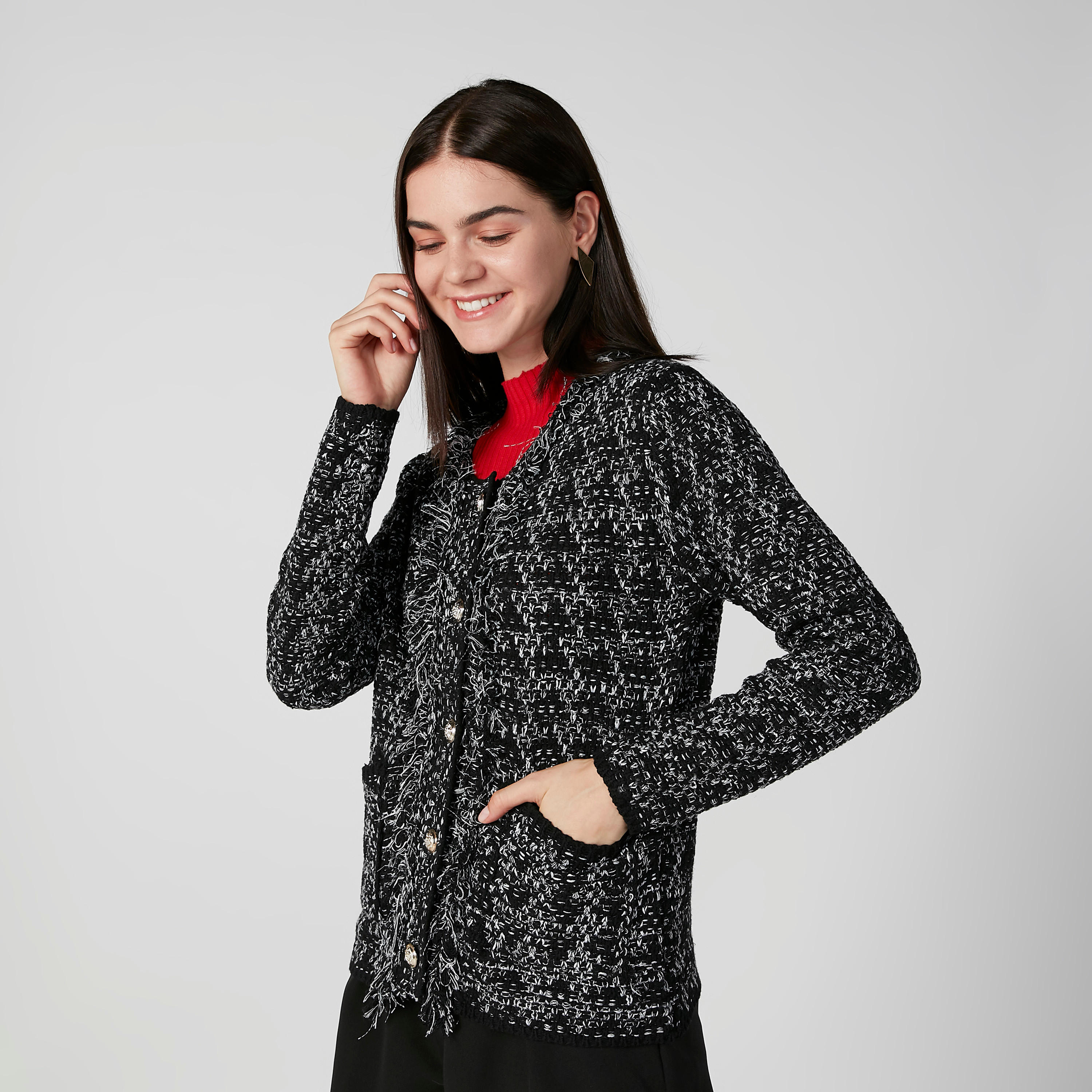 كنزة بارزة الملمس بأكمام طويلة وجيوب-women-clothing-cardigansandjumpers-jumpers-image-1